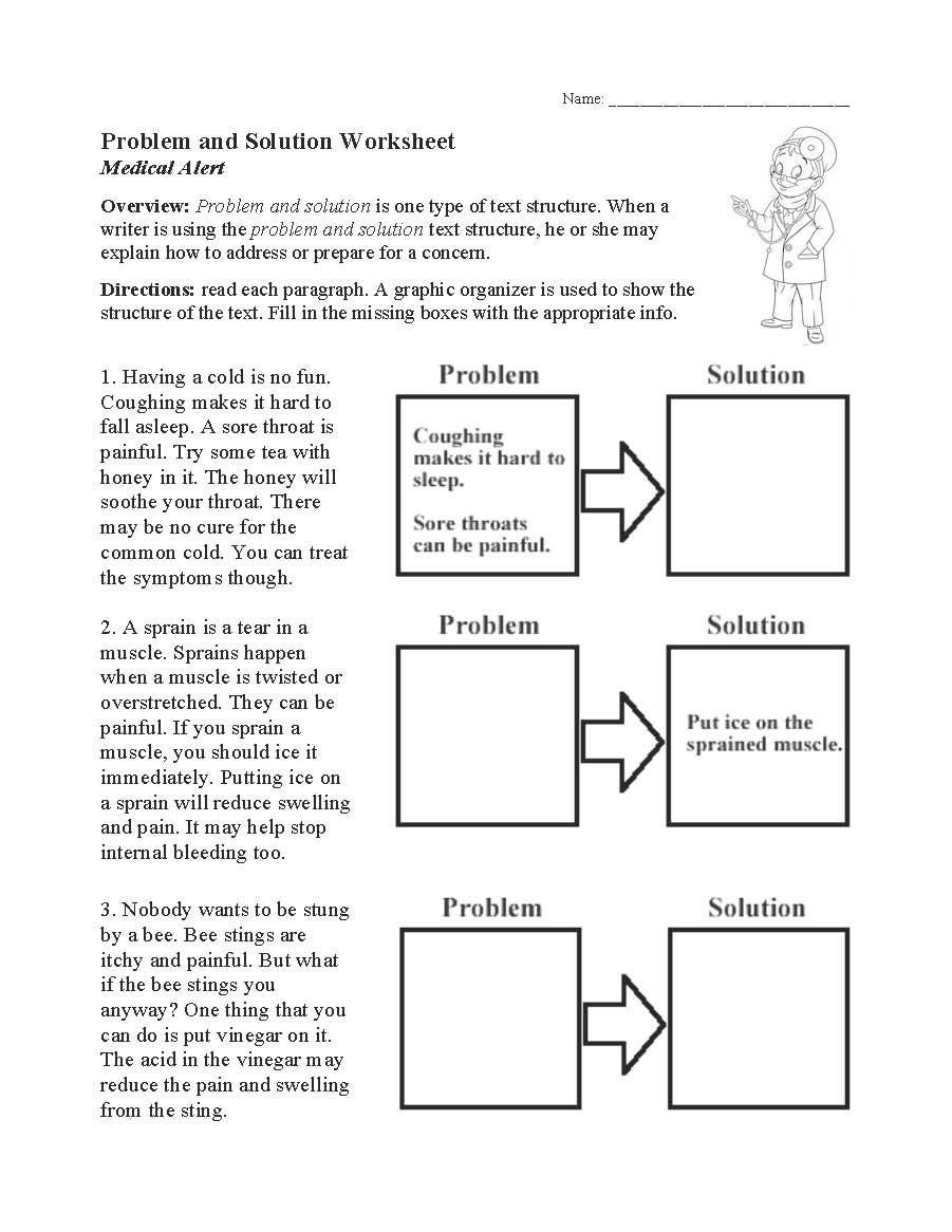 Problem and solution Worksheet Problem and solution Worksheet