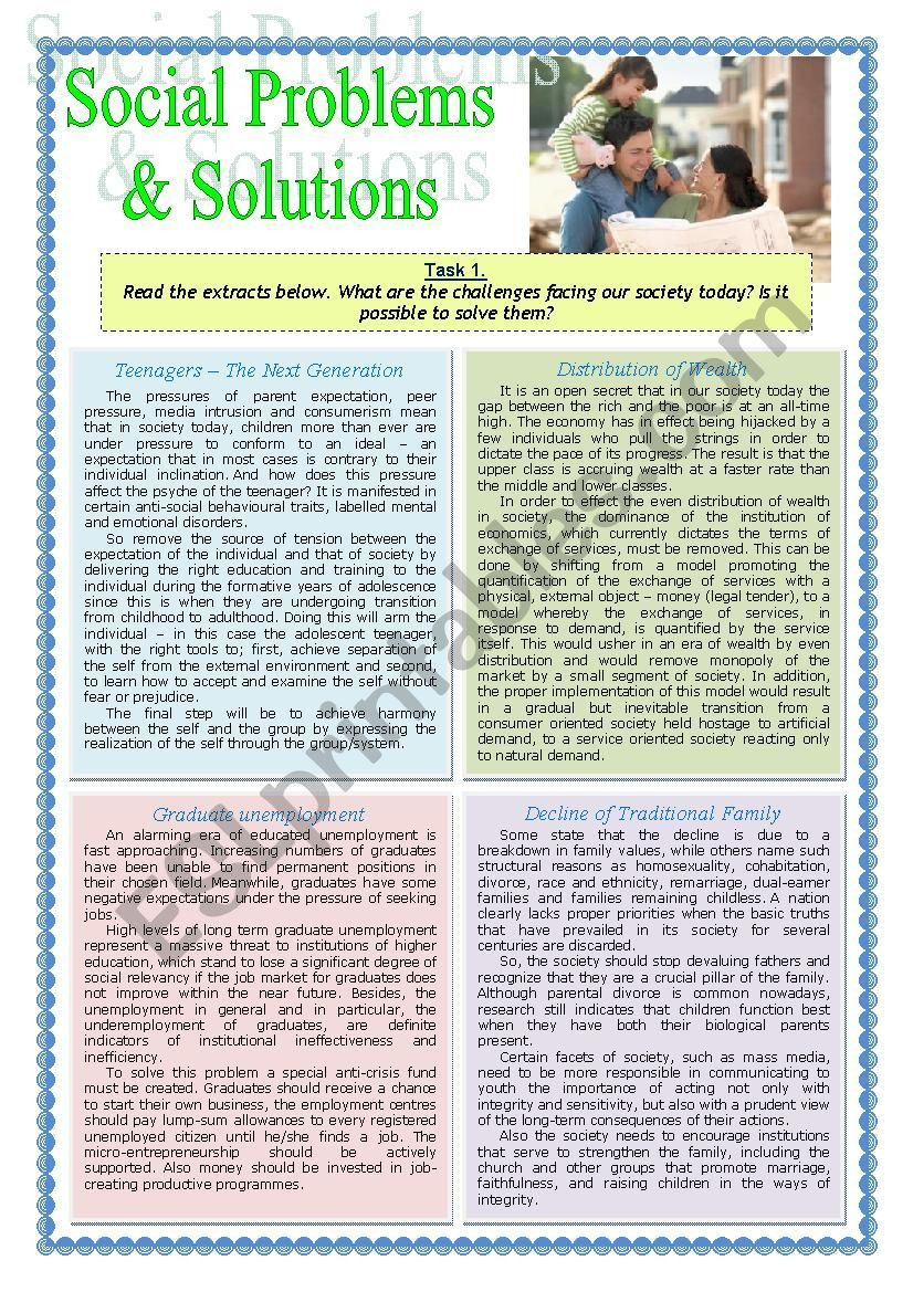 Problem and solution Worksheet social Problems and solutions Esl Worksheet by Natashenka