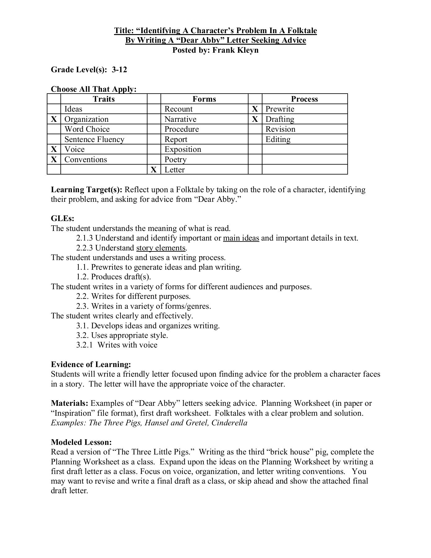 Problem and solution Worksheet Title “identifying A Character S Problem In A Folktale