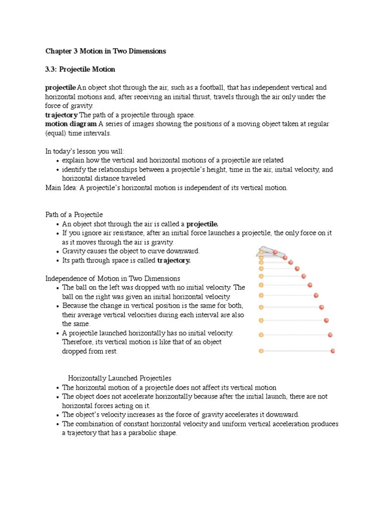 Projectile Motion Worksheet Answers 3 Projectile Motion Notes 1 Copy Pdf