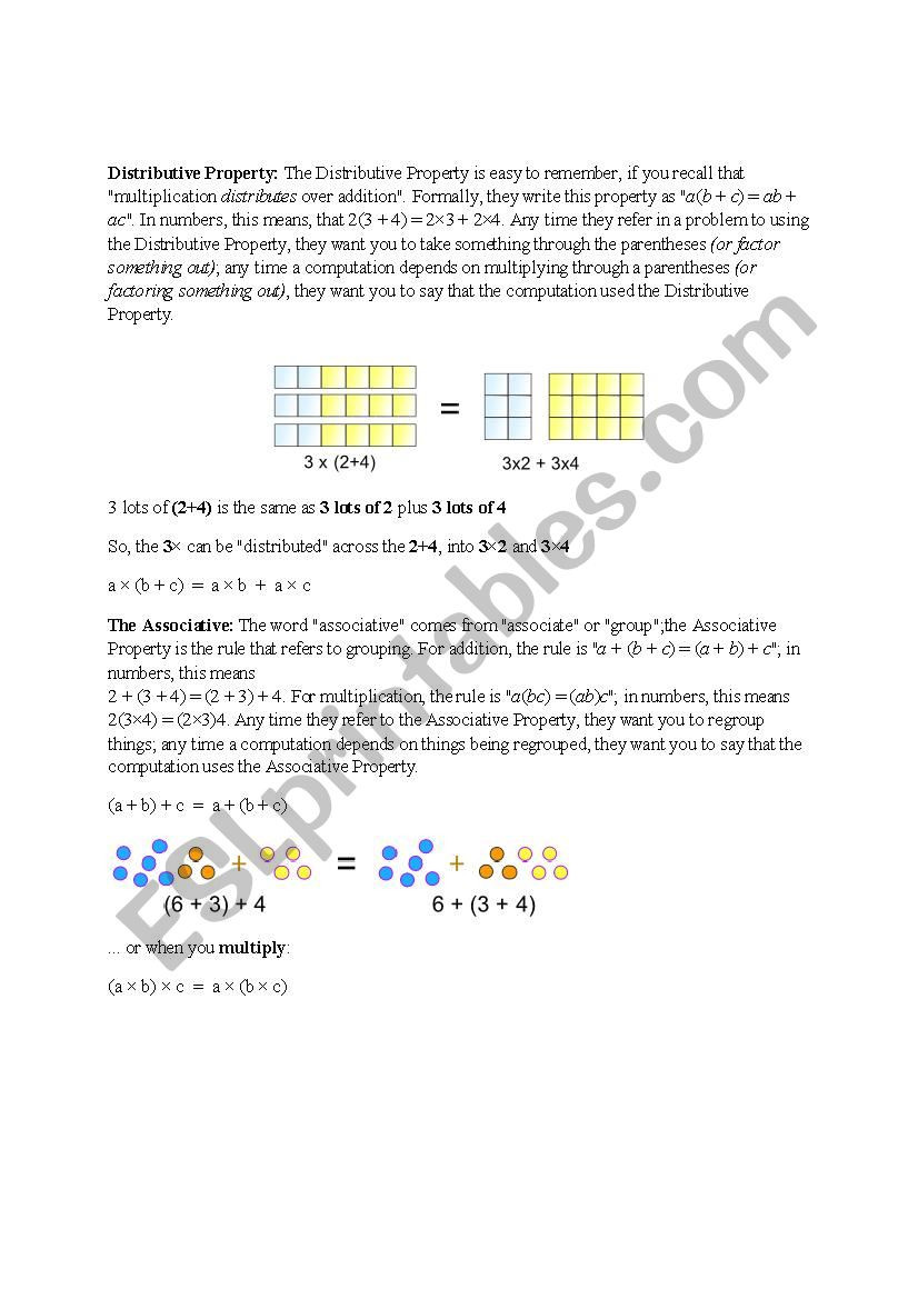 Properties Of Numbers Worksheet Number Properties Esl Worksheet by Joeldavid25