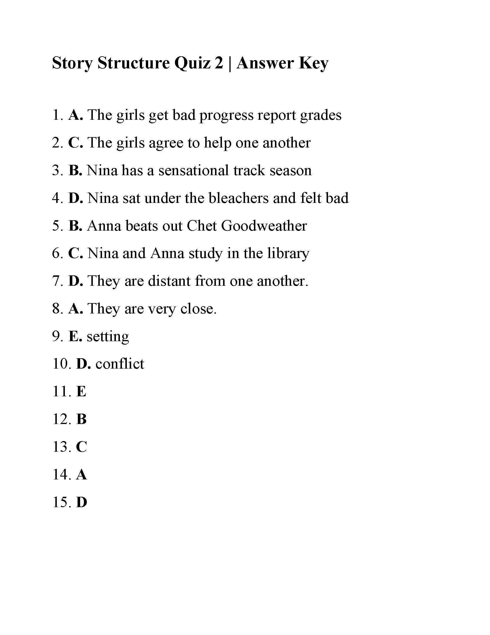 Properties Of Water Worksheet This is the Answer Key for the Story Structure Quiz 2