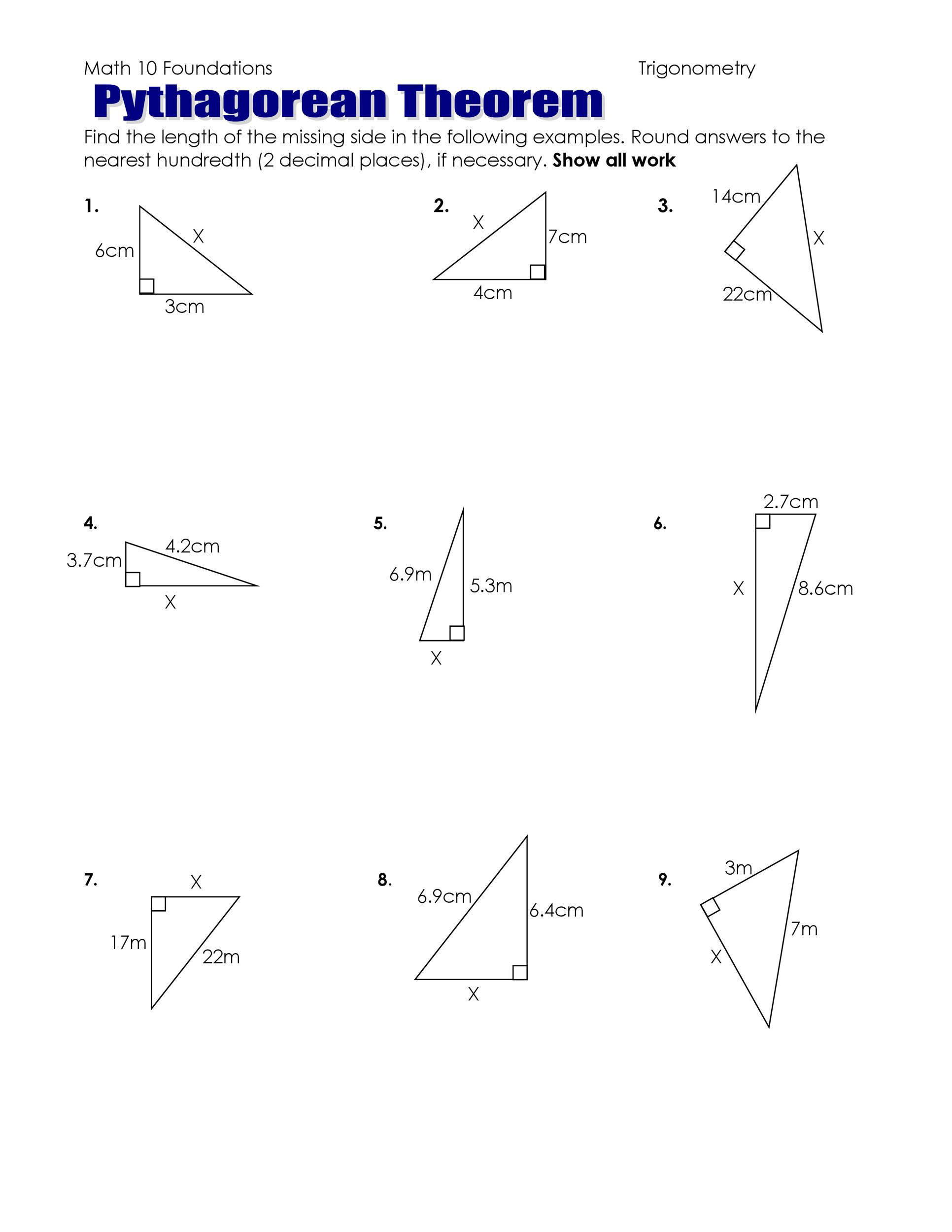Pythagoras theorem Worksheet with Answers 48 Pythagorean theorem Worksheet with Answers [word Pdf]