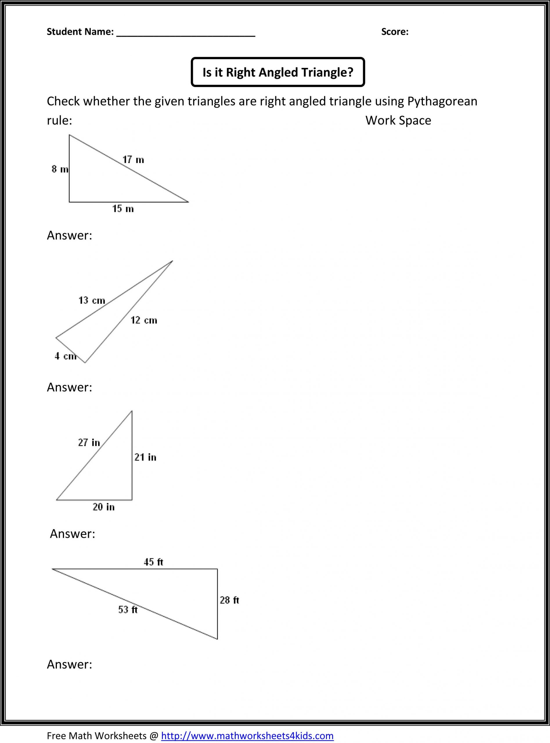 Pythagoras theorem Worksheet with Answers Pythagorean theorem Worksheet