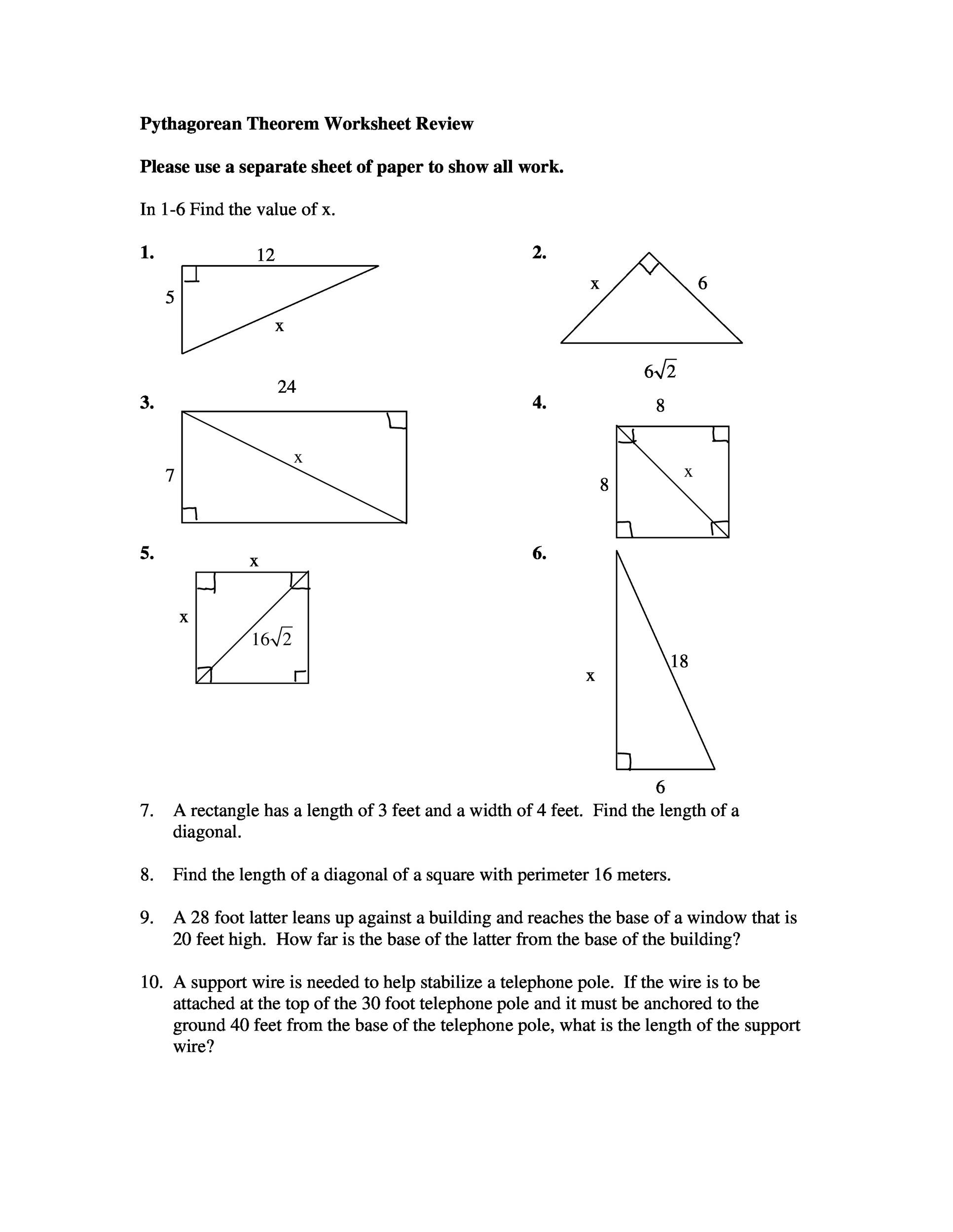 Pythagorean theorem Word Problems Worksheet 48 Pythagorean theorem Worksheet with Answers [word Pdf]