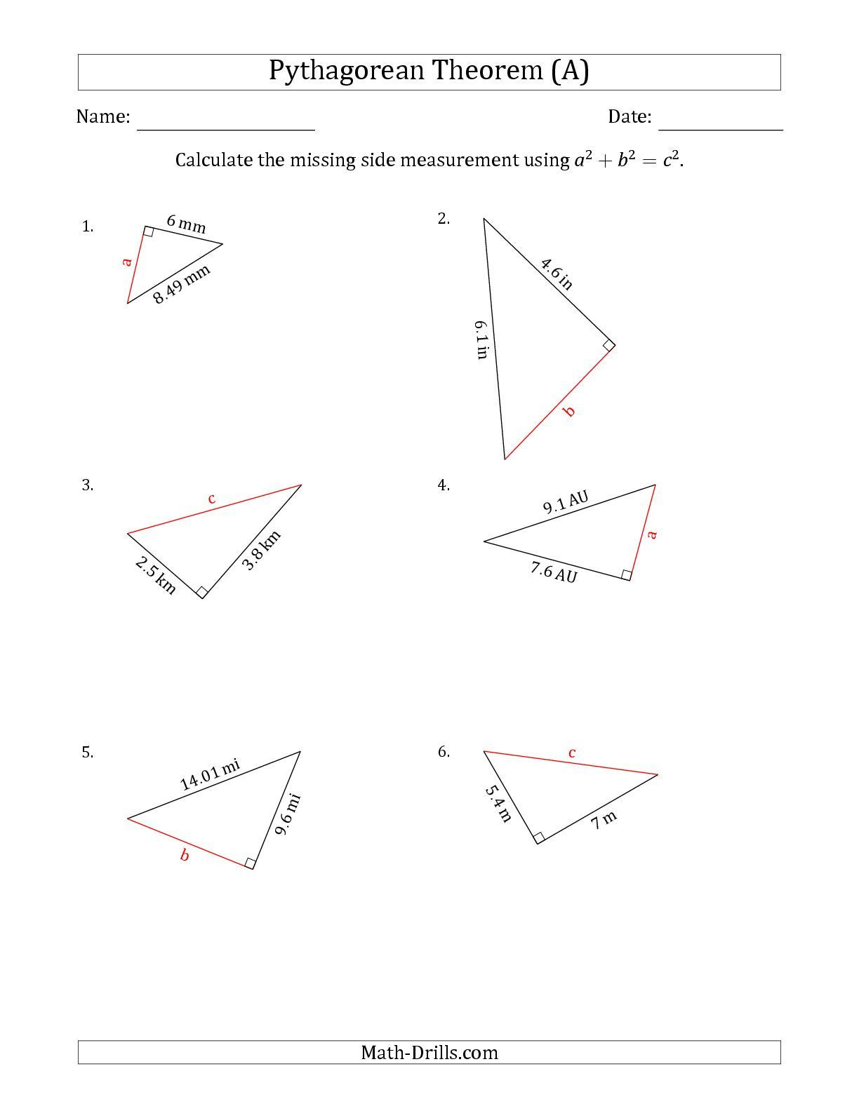 Pythagorean theorem Word Problems Worksheet Pythagorean theorem Maze Worksheet