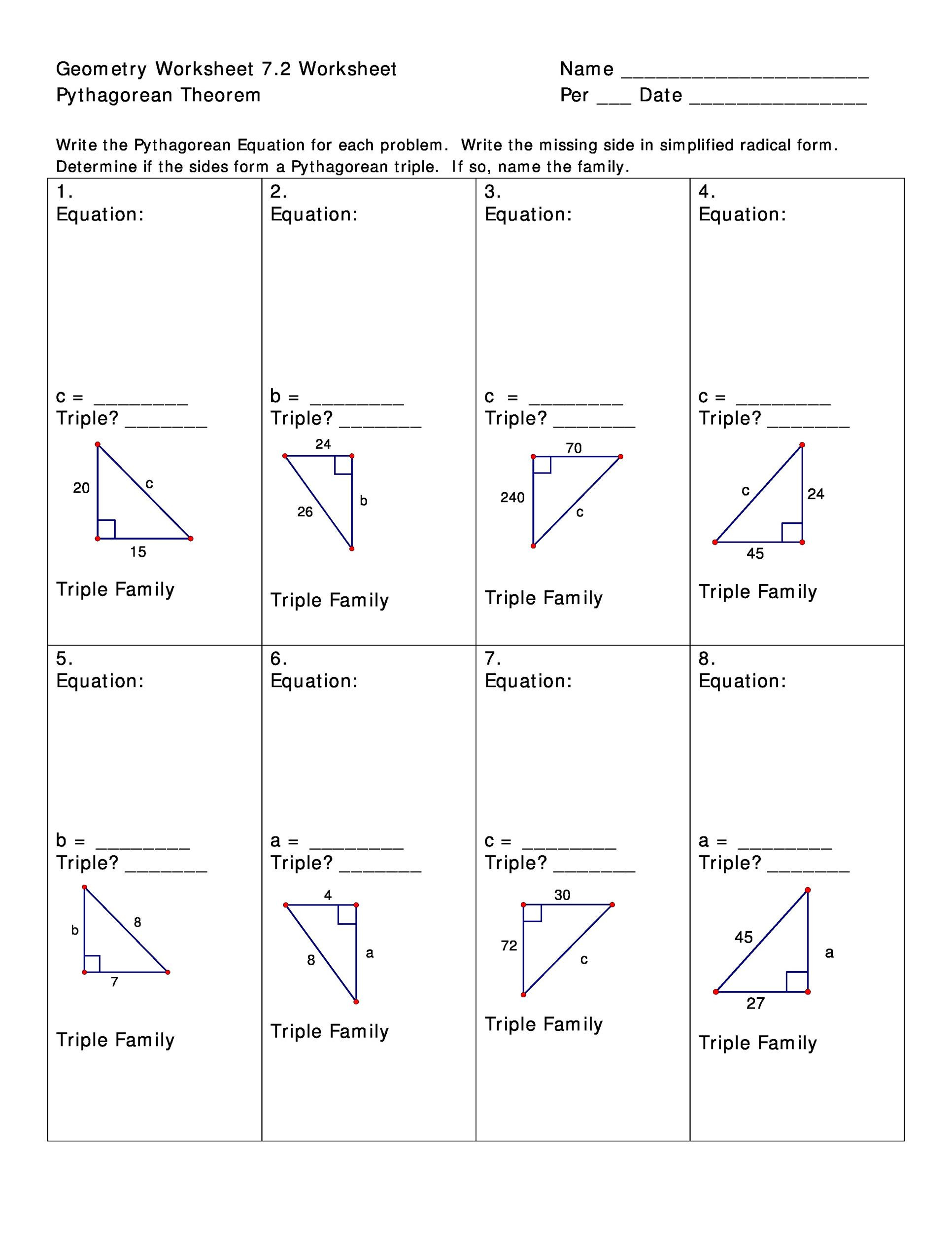 Pythagorean theorem Word Problems Worksheet Pythagorean theorem Perimeter Worksheet