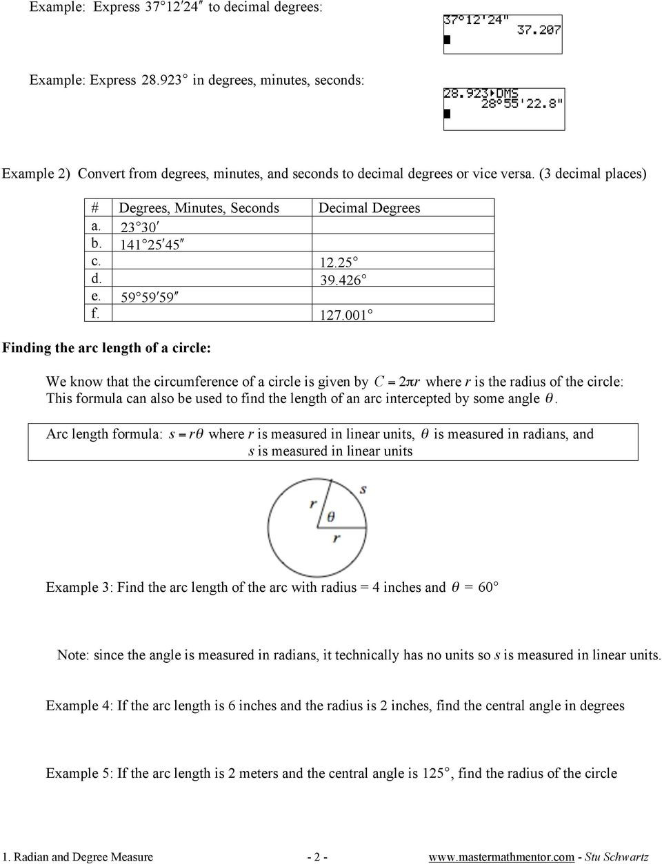 Radians to Degrees Worksheet Unit 1 Radian and Degree Measure Classwork Pdf Free Download