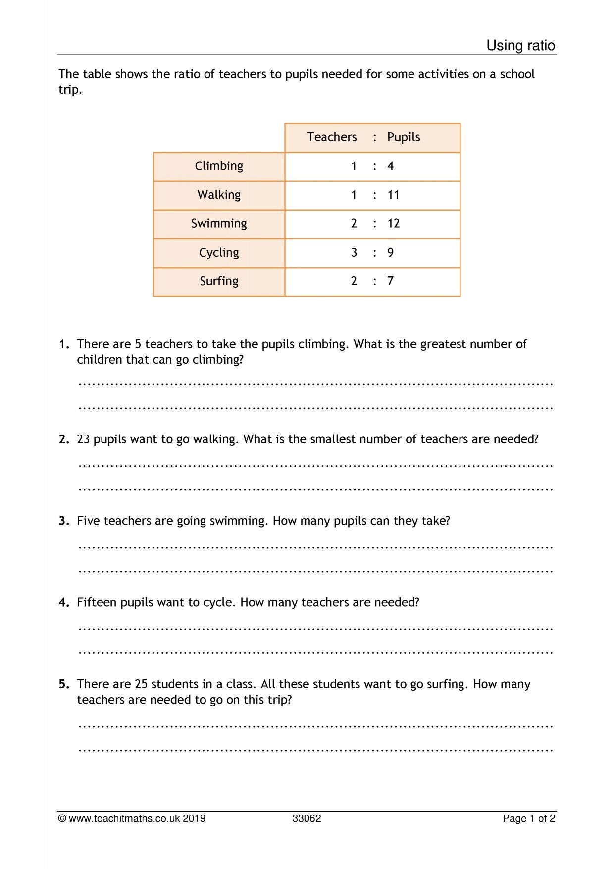 Ratio and Proportion Worksheet Pdf Ks3 Ratio and Proportion