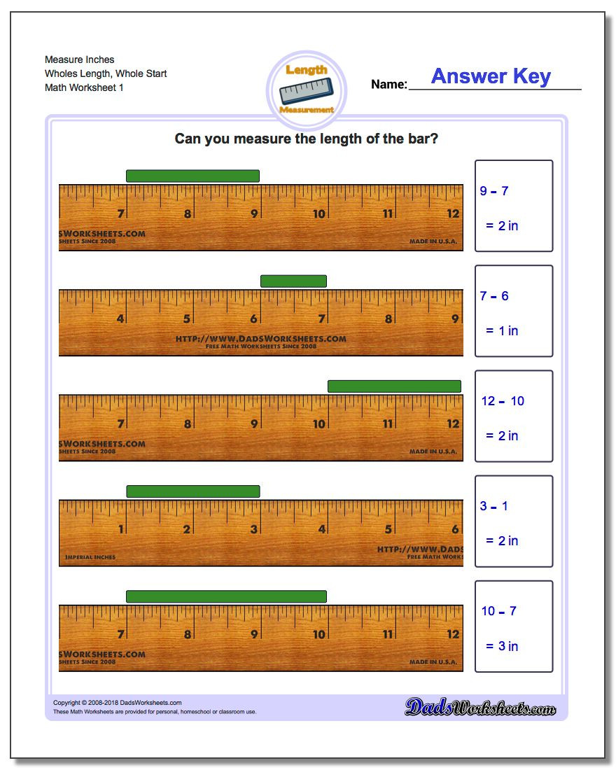 Reading A Ruler Worksheet Pdf Inches Measurement