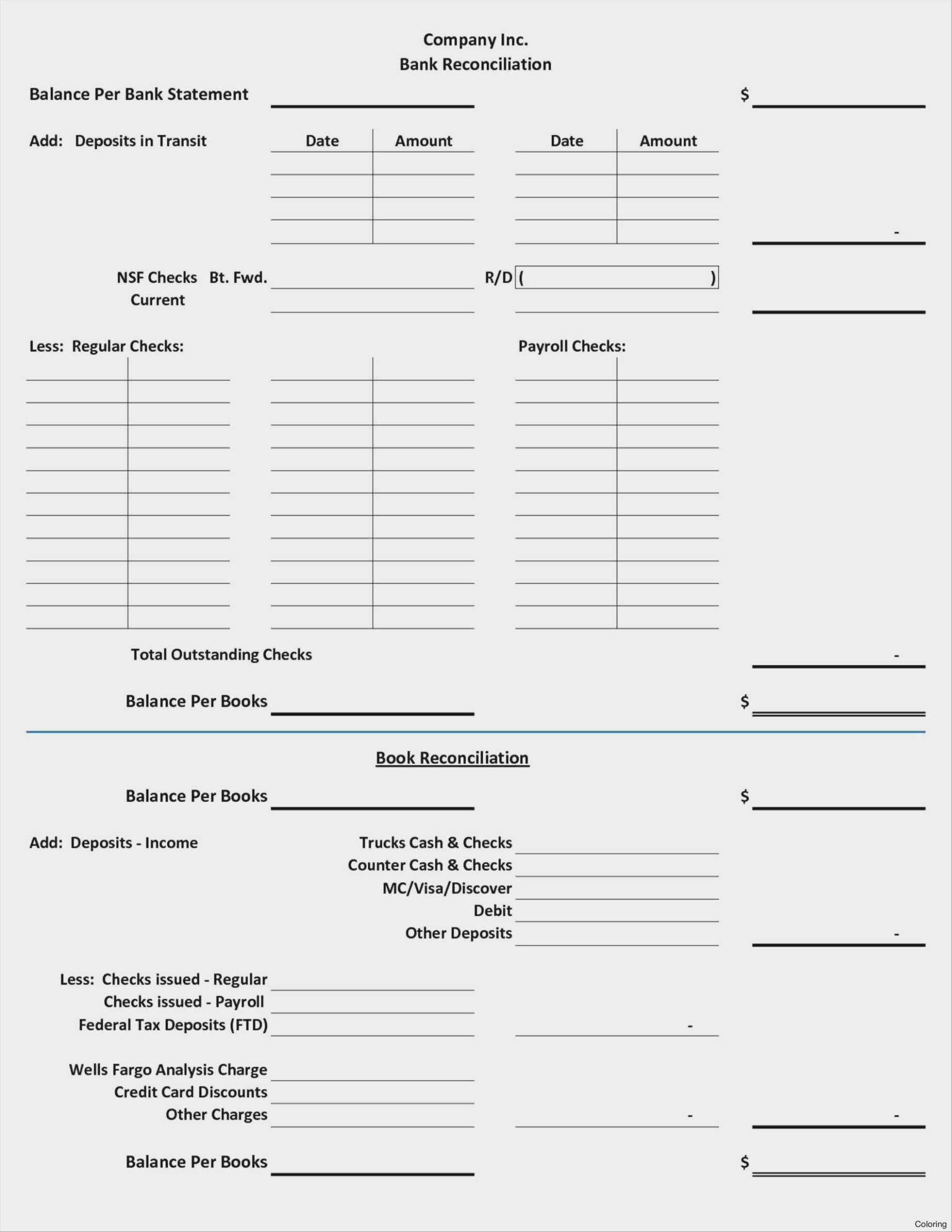 Reconciling A Bank Statement Worksheet Bank Reconciliation format Template