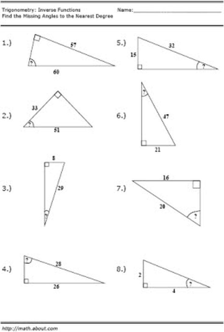 Right Triangle Trig Worksheet Geometry