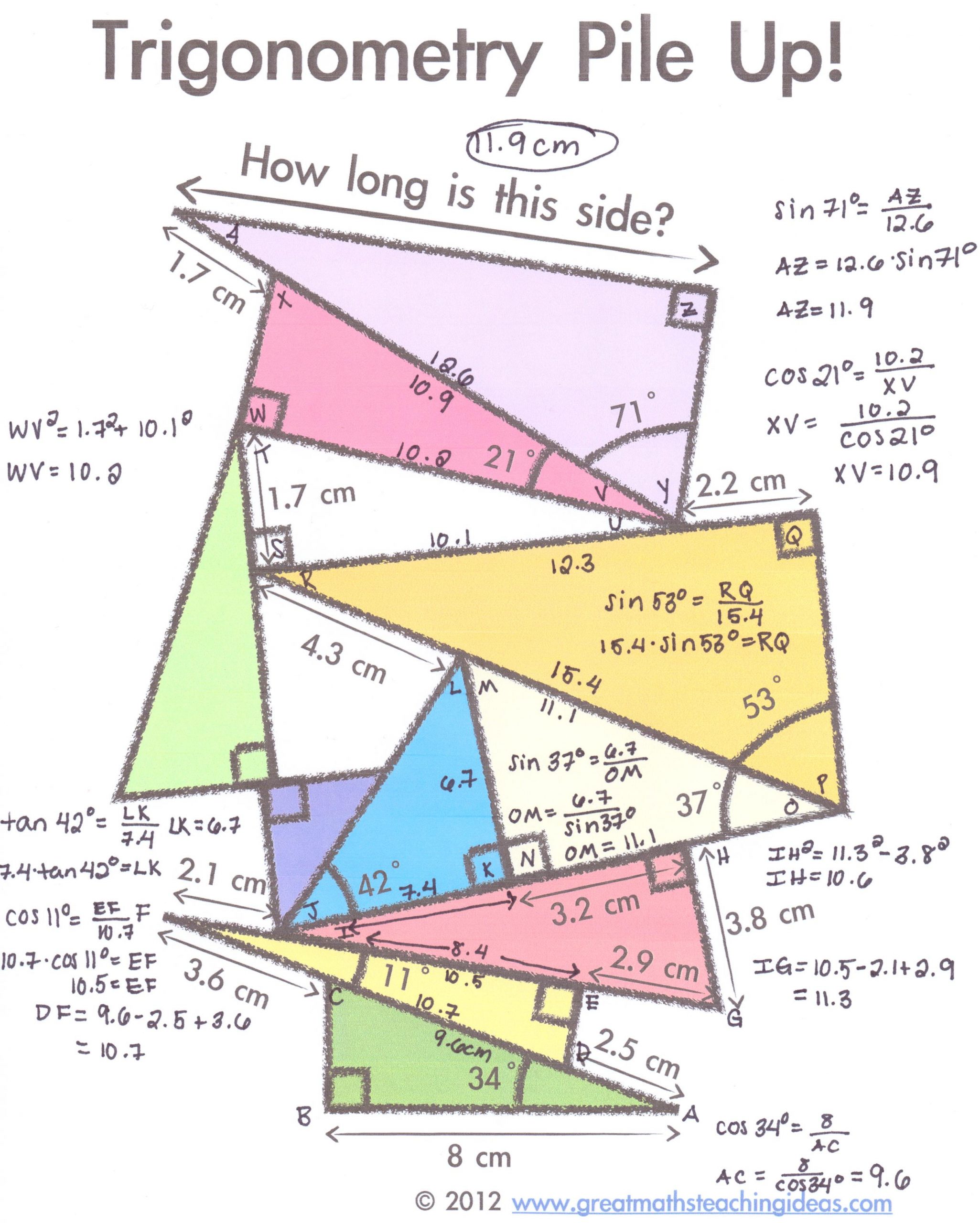 Right Triangle Trig Worksheet U5 W2 Right Triangle Trigonometry Practice Lessons Tes
