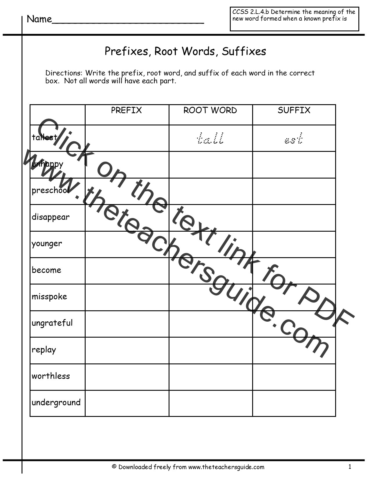 Root Words Worksheet Pdf Free Prefixes and Suffixes Worksheets From the Teacher S Guide