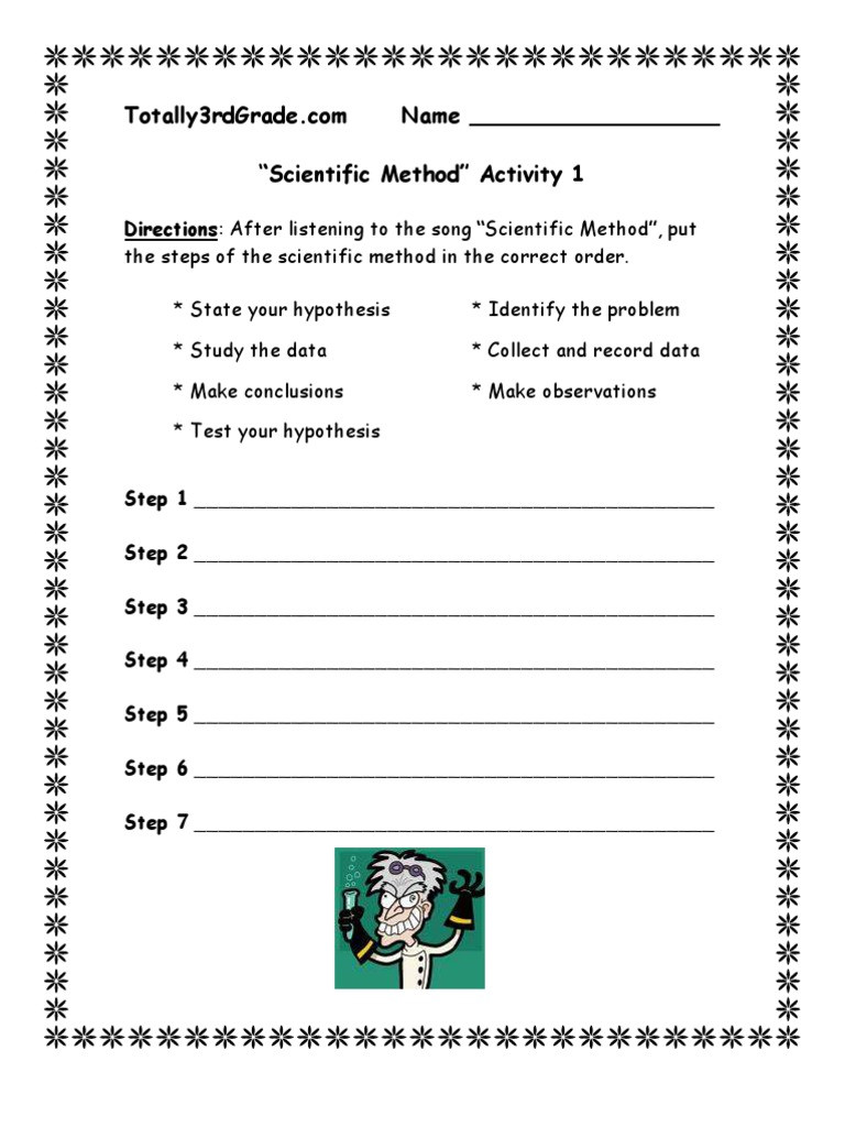 Scientific Method Practice Worksheet 3rd Grade Scientific Method Worksheet