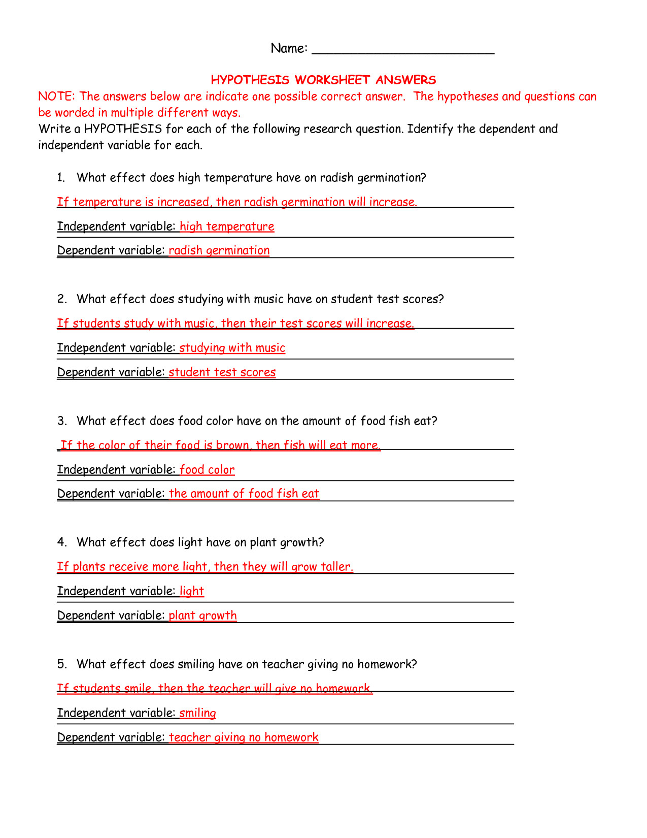 Scientific Method Worksheet Answer Key Fifth Grade Scientific Method Worksheet