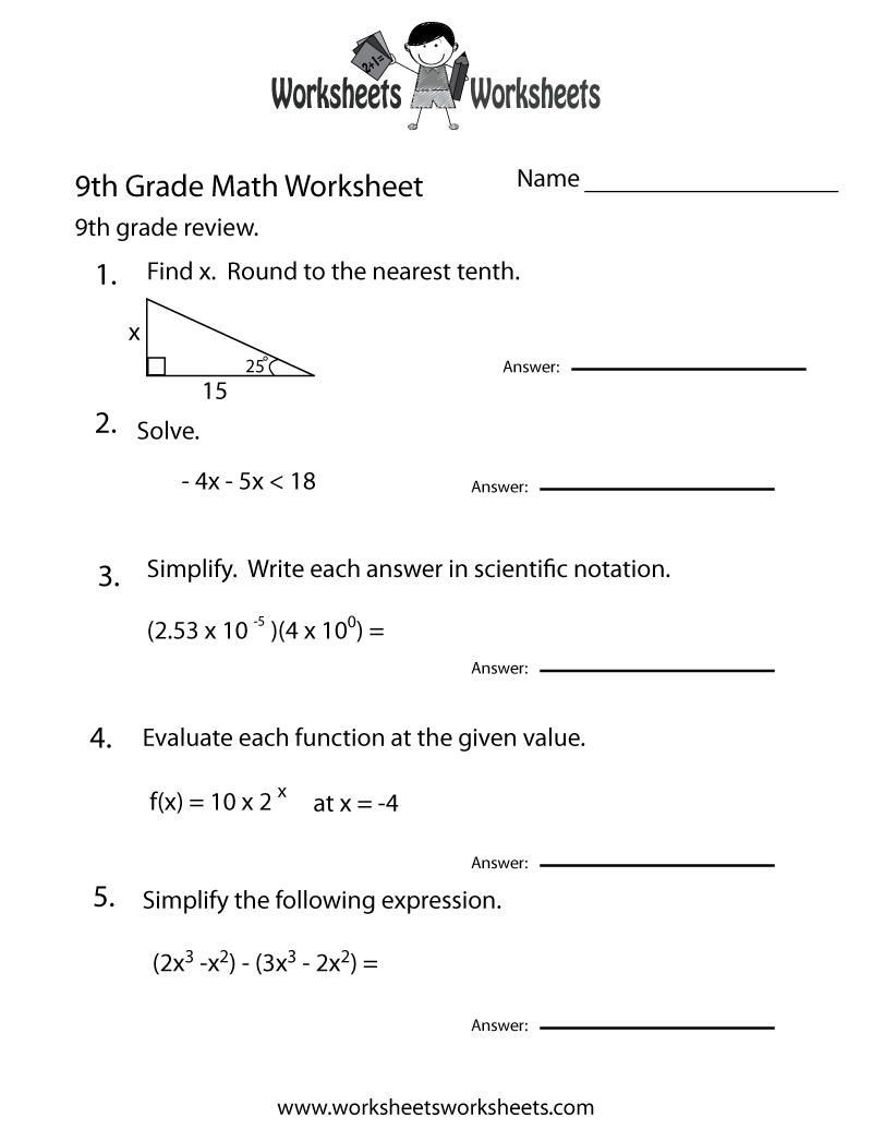 Scientific Notation Word Problems Worksheet 9th Grade Math Worksheets Printable In Word Problems