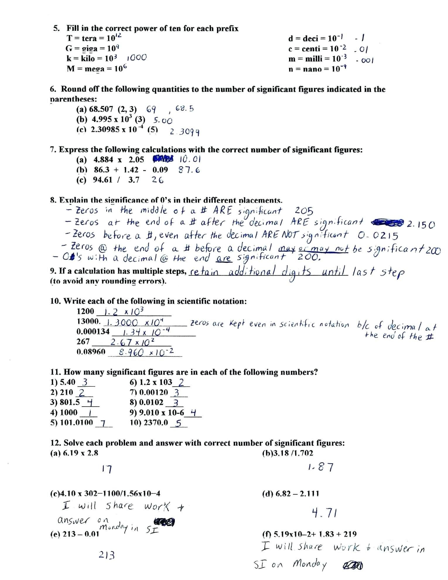Scientific Notation Word Problems Worksheet Scientific Notation Worksheet Doc