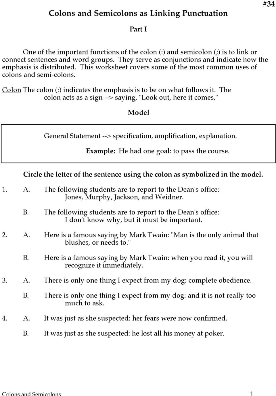 Semicolons and Colons Worksheet Colons and Semicolons as Linking Punctuation Pdf Free Download