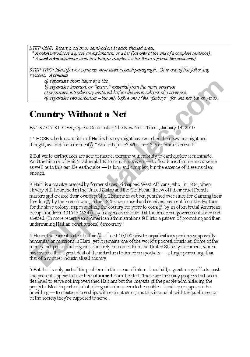 Semicolons and Colons Worksheet Colons Semi Colons and Mas Esl Worksheet by Overmann