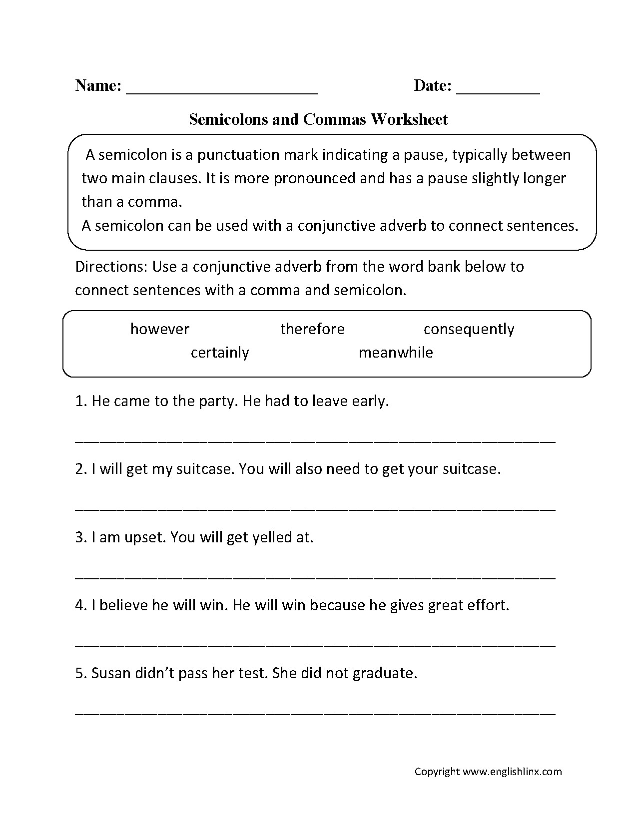 Semicolons and Colons Worksheet Mas Colon S Worksheet