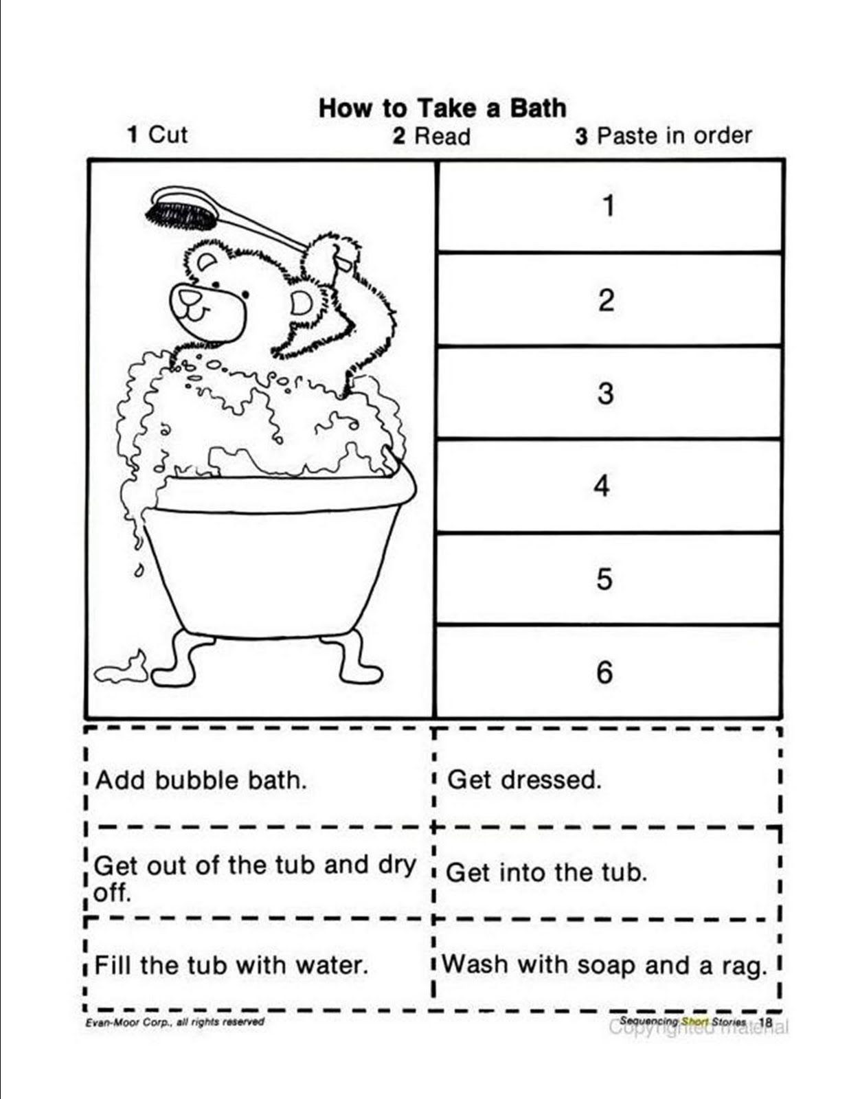 Sequence Of events Worksheet Sequencing Taking A Bath