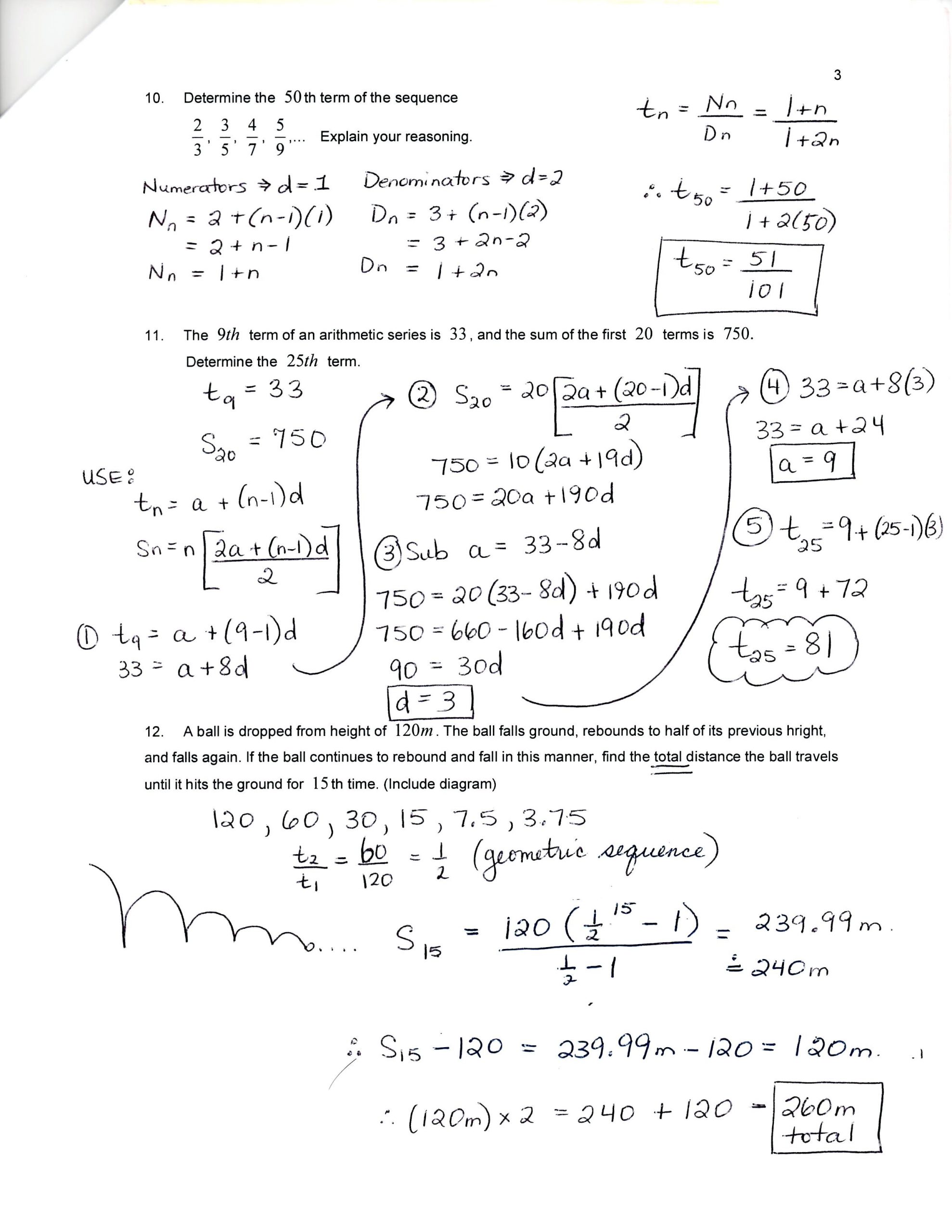 Sequences and Series Worksheet Answers Sequence Series Worksheets