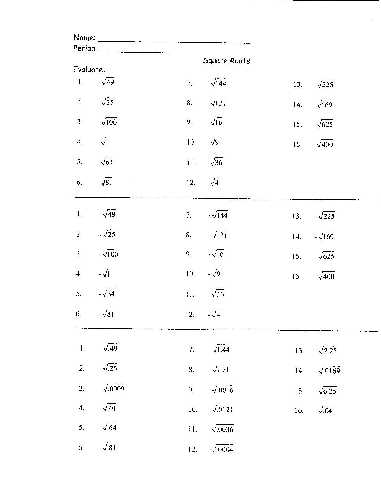 Simplify Square Root Worksheet Simplifying Radicals Worksheet with Answers