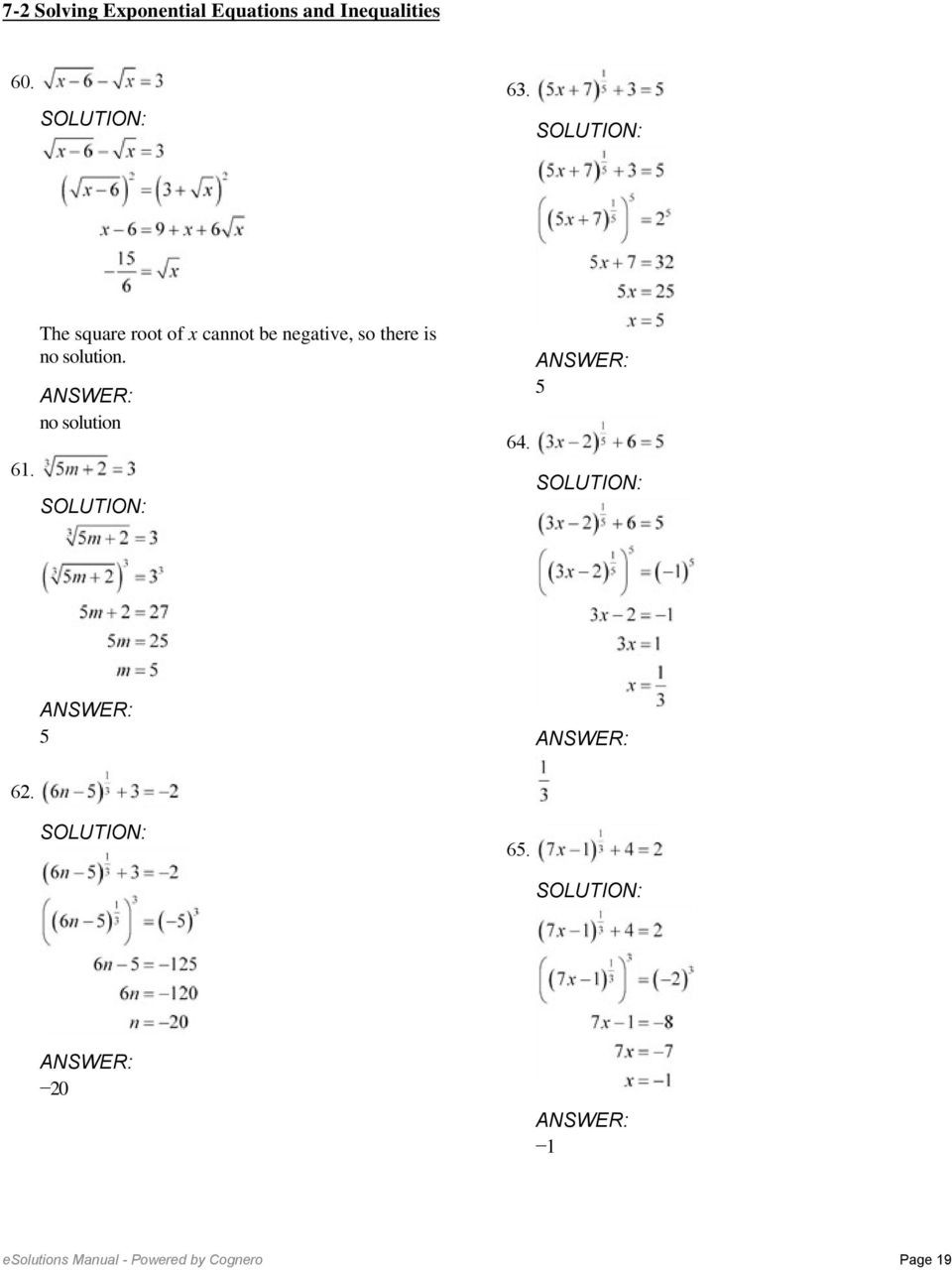 Solving Equations and Inequalities Worksheet solving Exponential Equations and Inequalities Worksheet Key