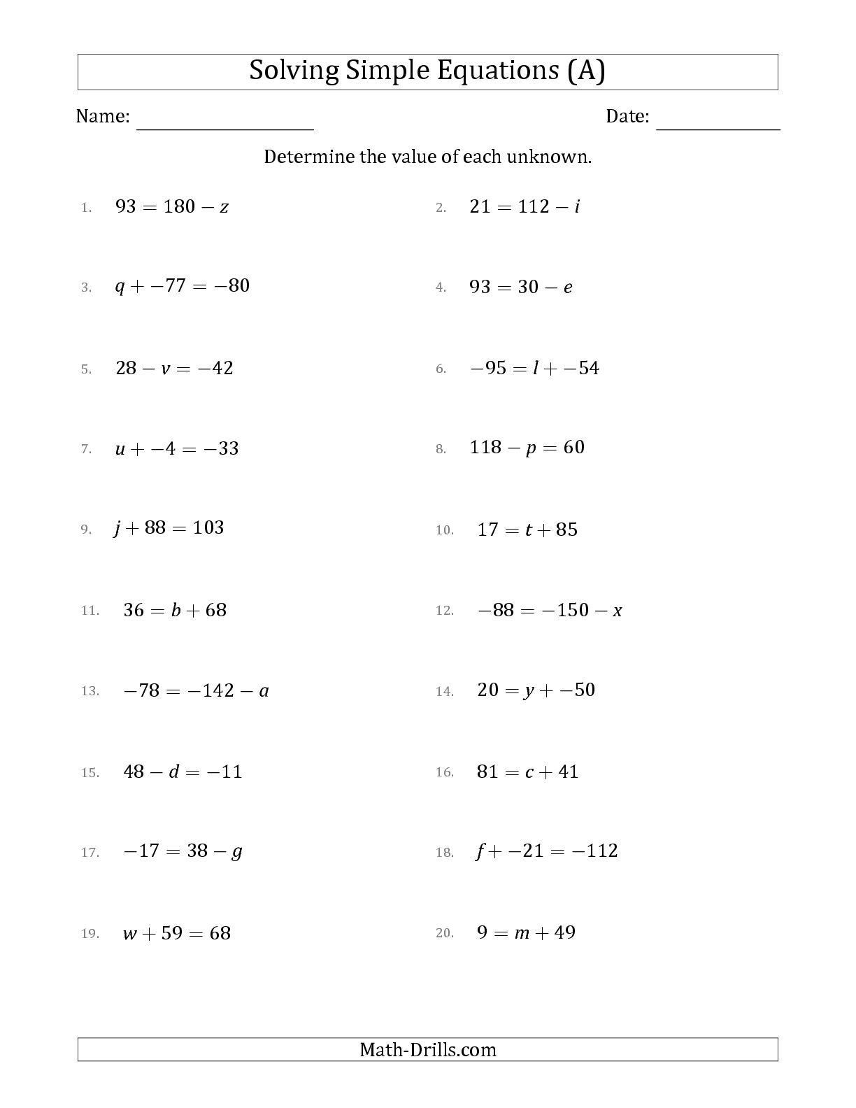 Solving Equations and Inequalities Worksheet solving Multi Step Equations Variables Both Sides
