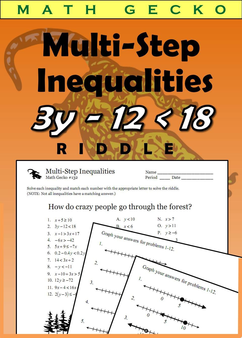 Solving Multi Step Inequalities Worksheet Multi Step Inequalities Riddle