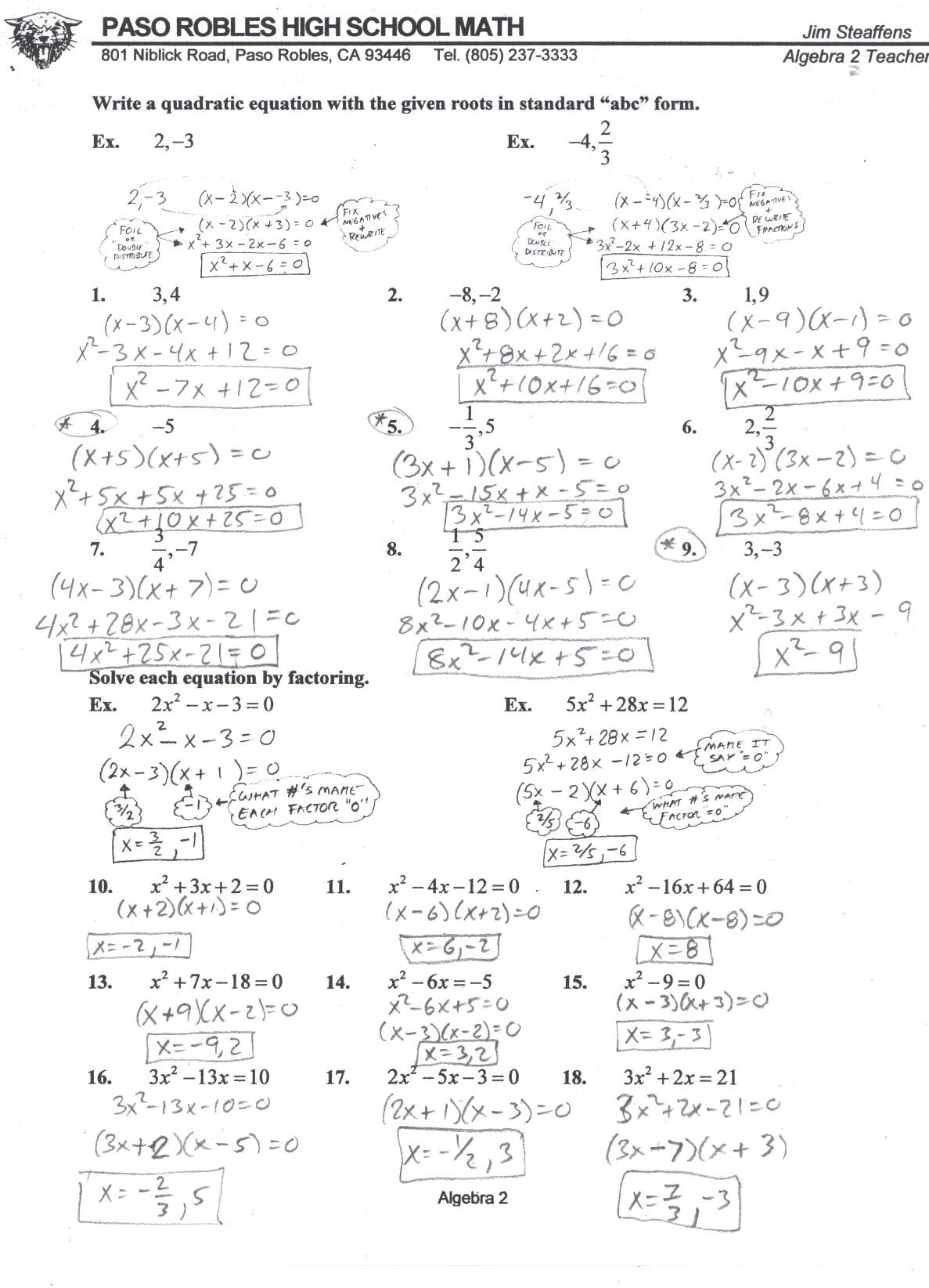 Solving Polynomial Equations Worksheet Answers 5 3 Practice solving Polynomial Equations Algebra 2
