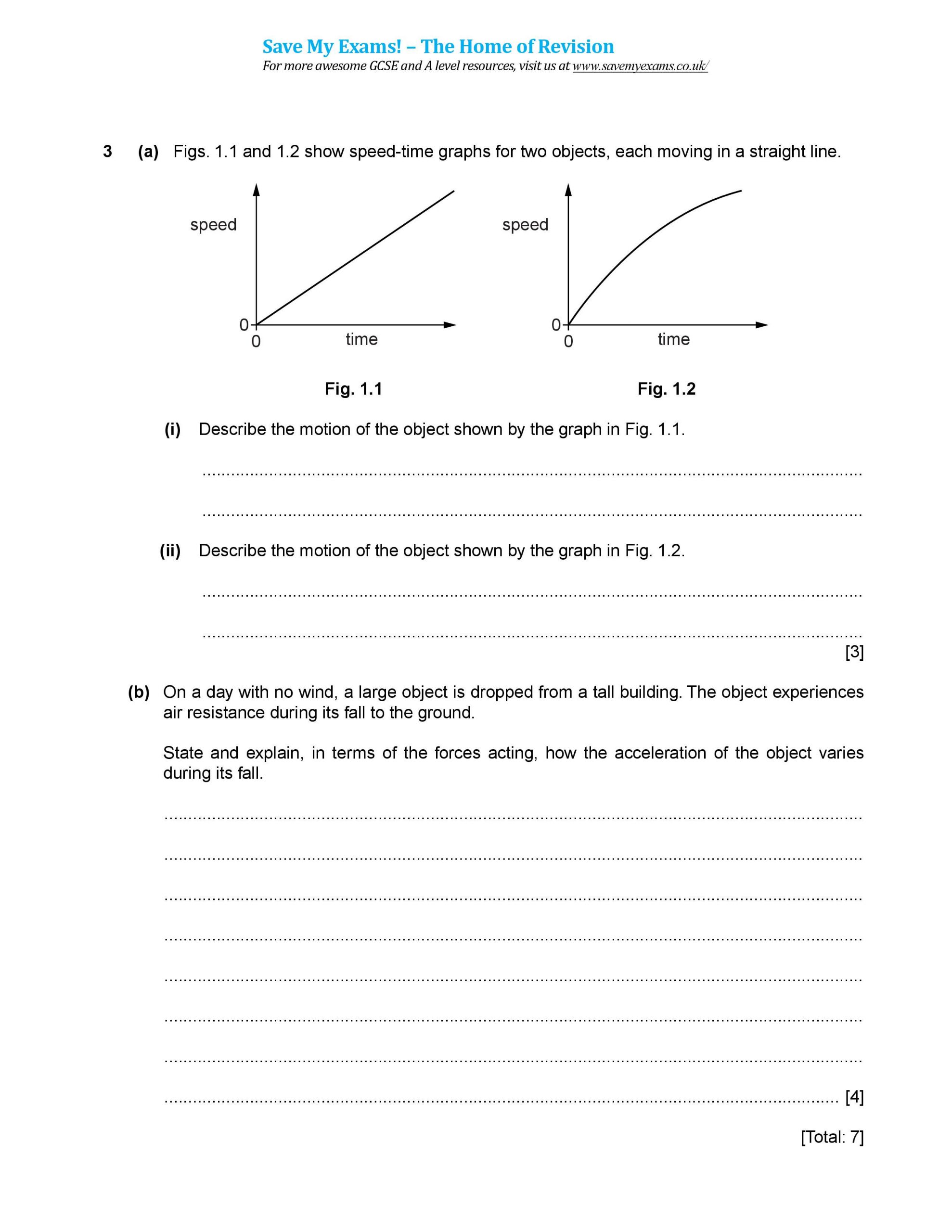 Speed Vs Time Graph Worksheet Igcse Physics Notes Notes