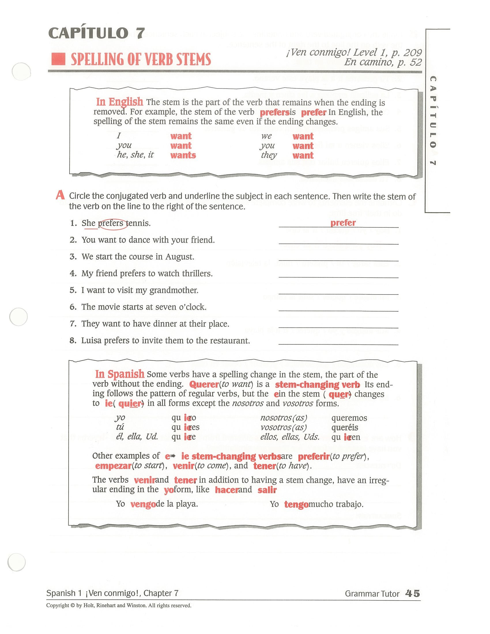 Stem Changing Verbs Worksheet Answers 71 Reflexive Verbs Worksheet Answers