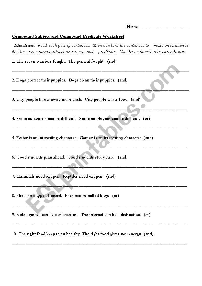 Subject and Predicate Worksheet Pound Subject and Predicates Esl Worksheet by Jmcandrews