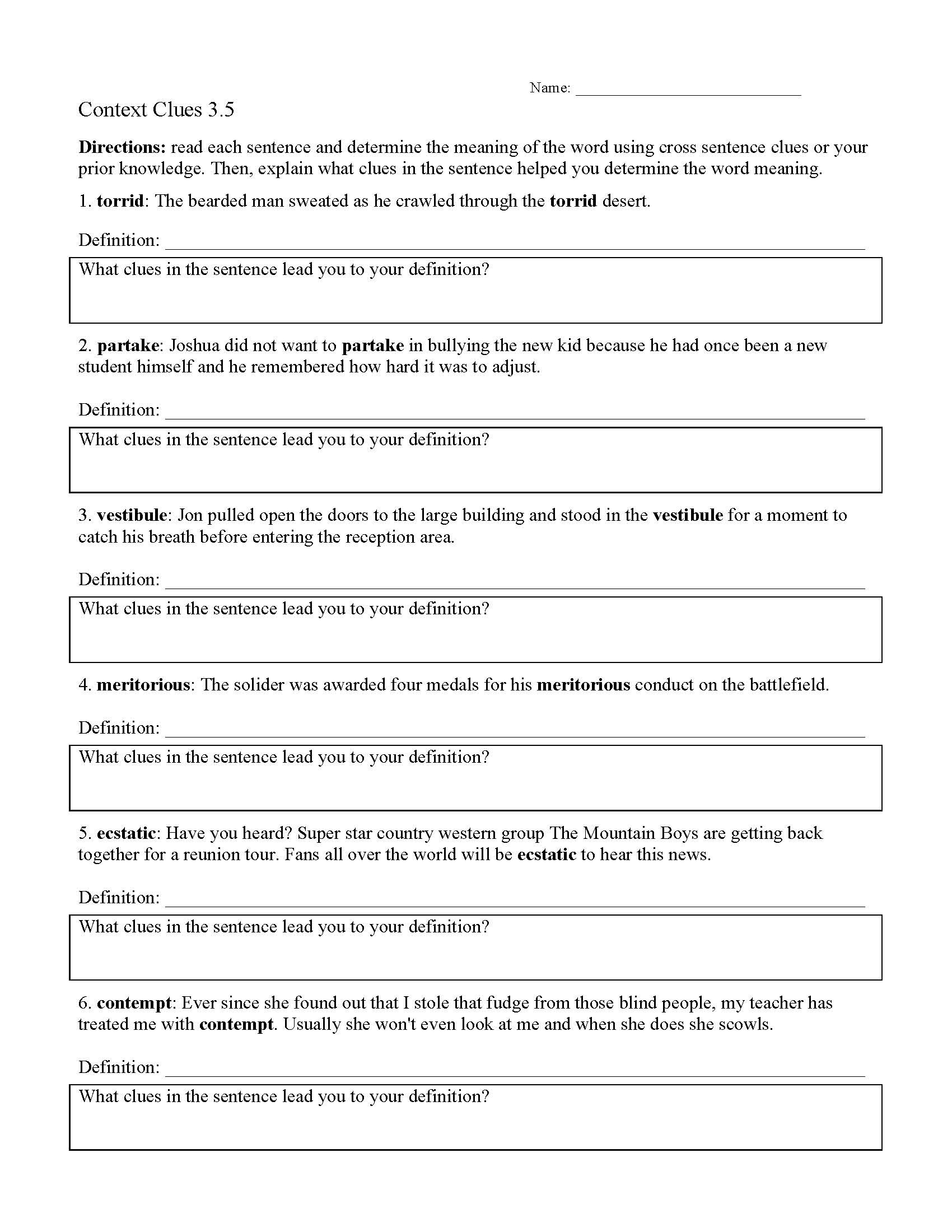 Text Features Worksheet Pdf Context Clues Worksheets
