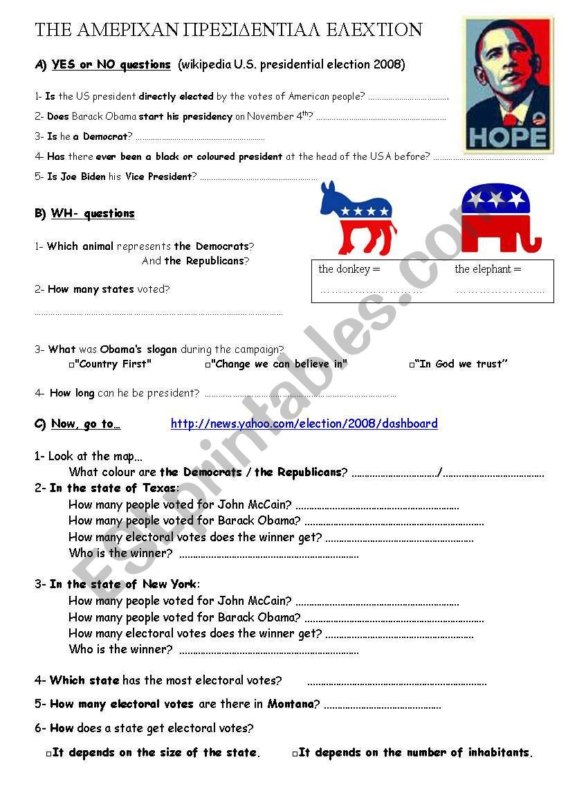 The Electoral Process Worksheet American Election Esl Worksheet by Lucie La Be