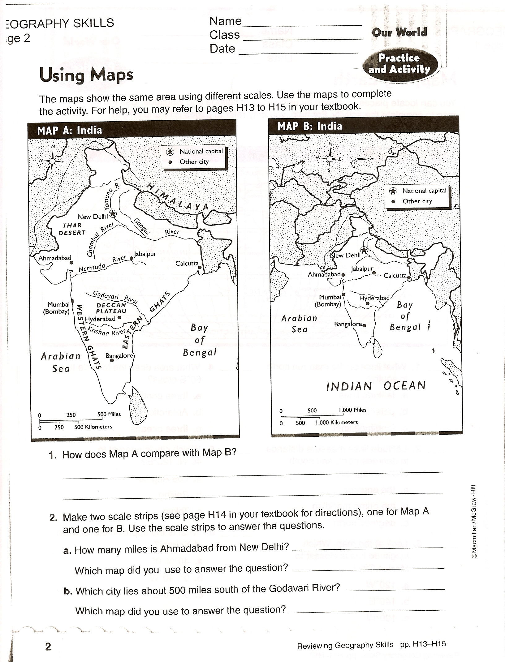 Topographic Map Reading Worksheet Using Map Scale Worksheet
