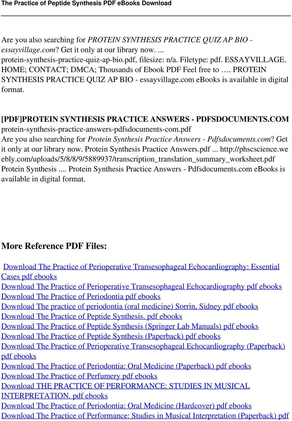 Transcription and Translation Practice Worksheet the Practice Of Peptide Synthesis Pdf Free Download