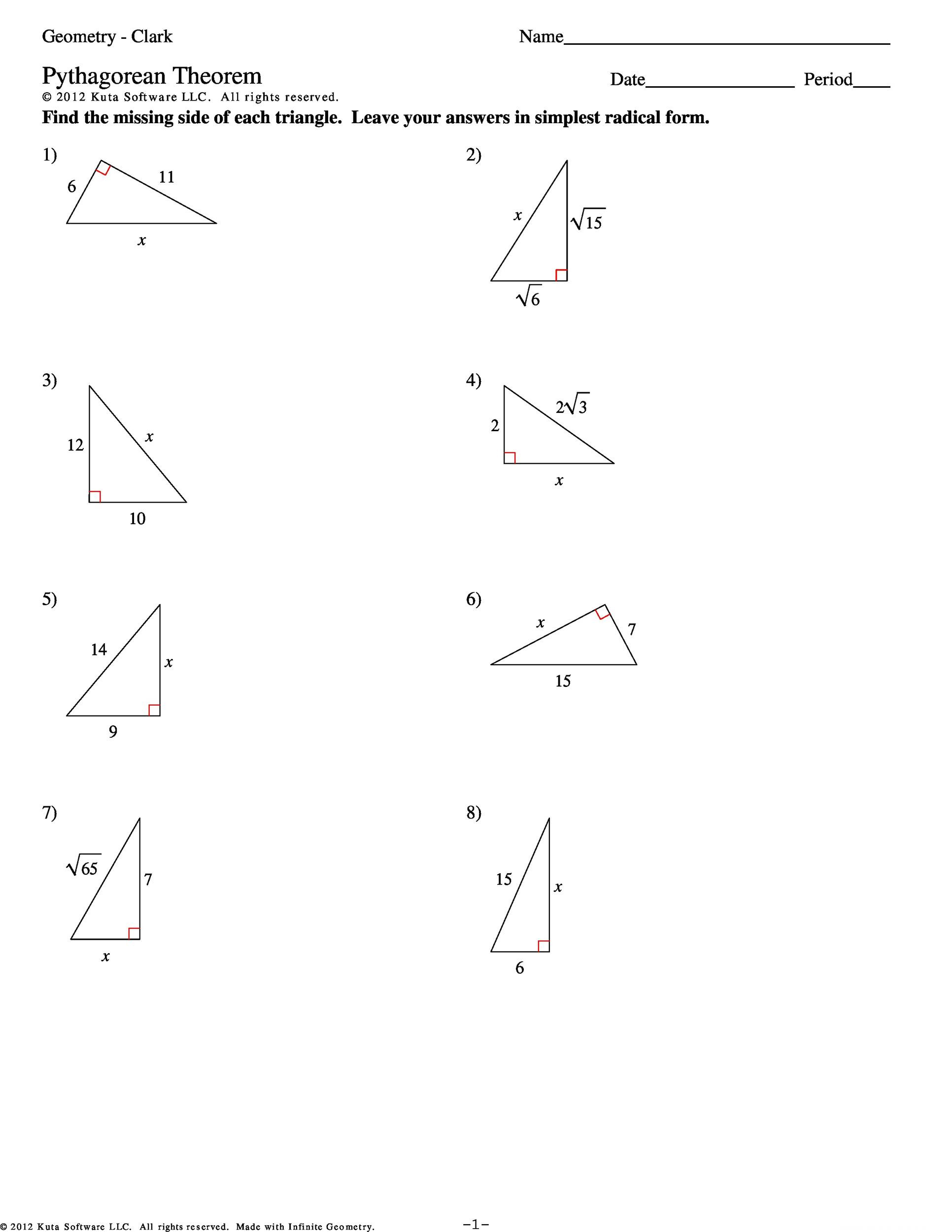 Triangle Angle Sum Worksheet Answers 48 Pythagorean theorem Worksheet with Answers [word Pdf]