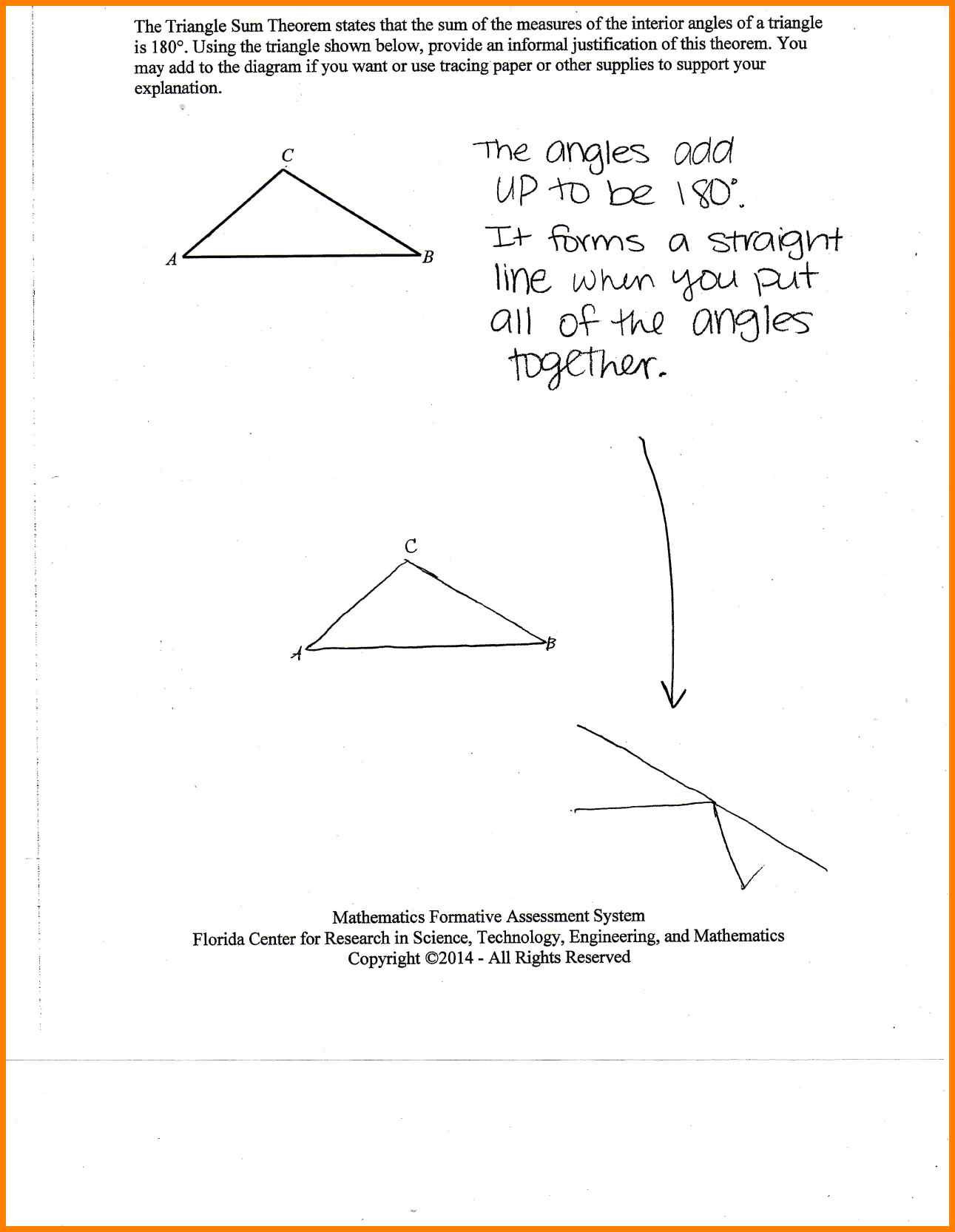 Triangle Angle Sum Worksheet Answers Triangle Angle Sum theorem Worksheet