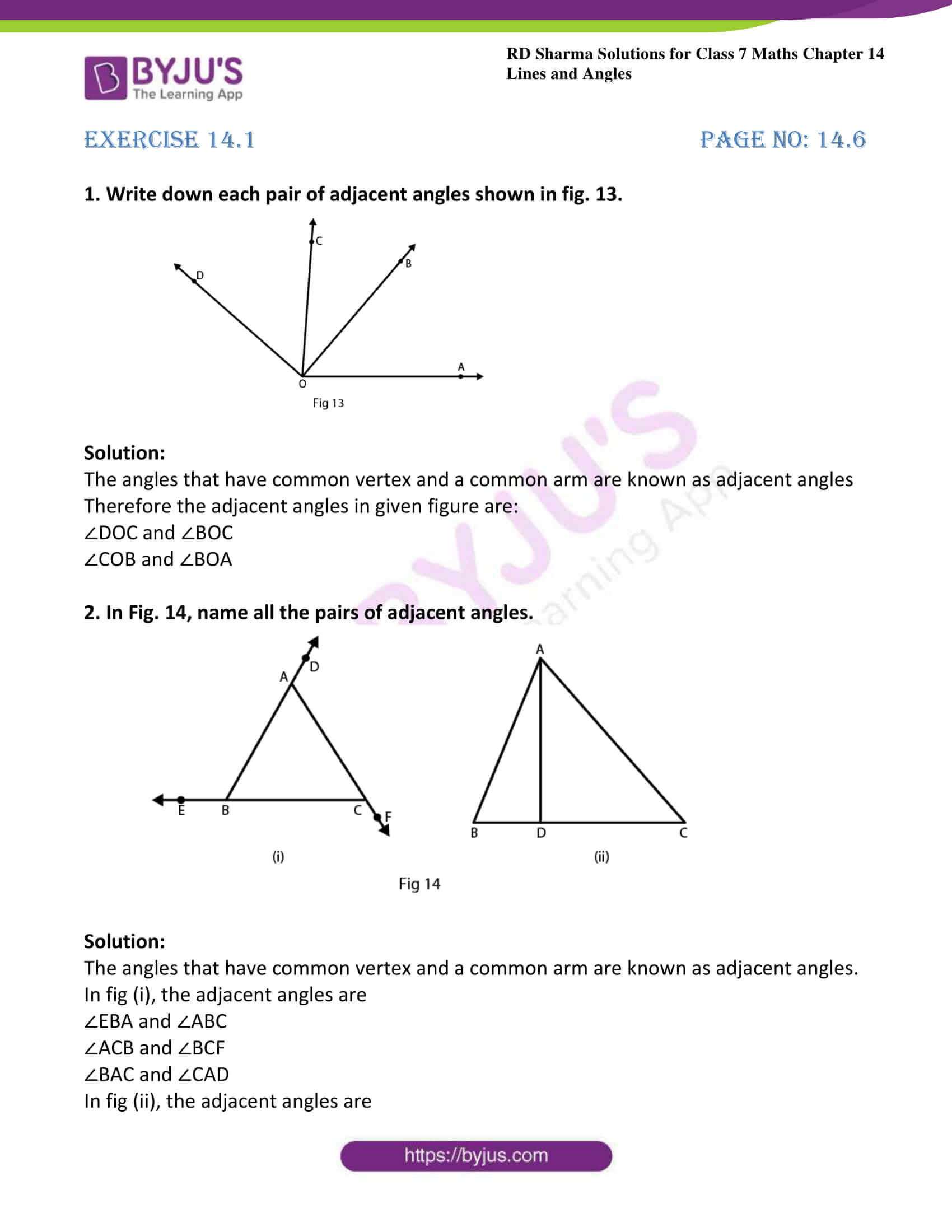 Triangle Angle Sum Worksheet Rd Sharma solutions for Class 7 Maths Chapter 14 Lines and