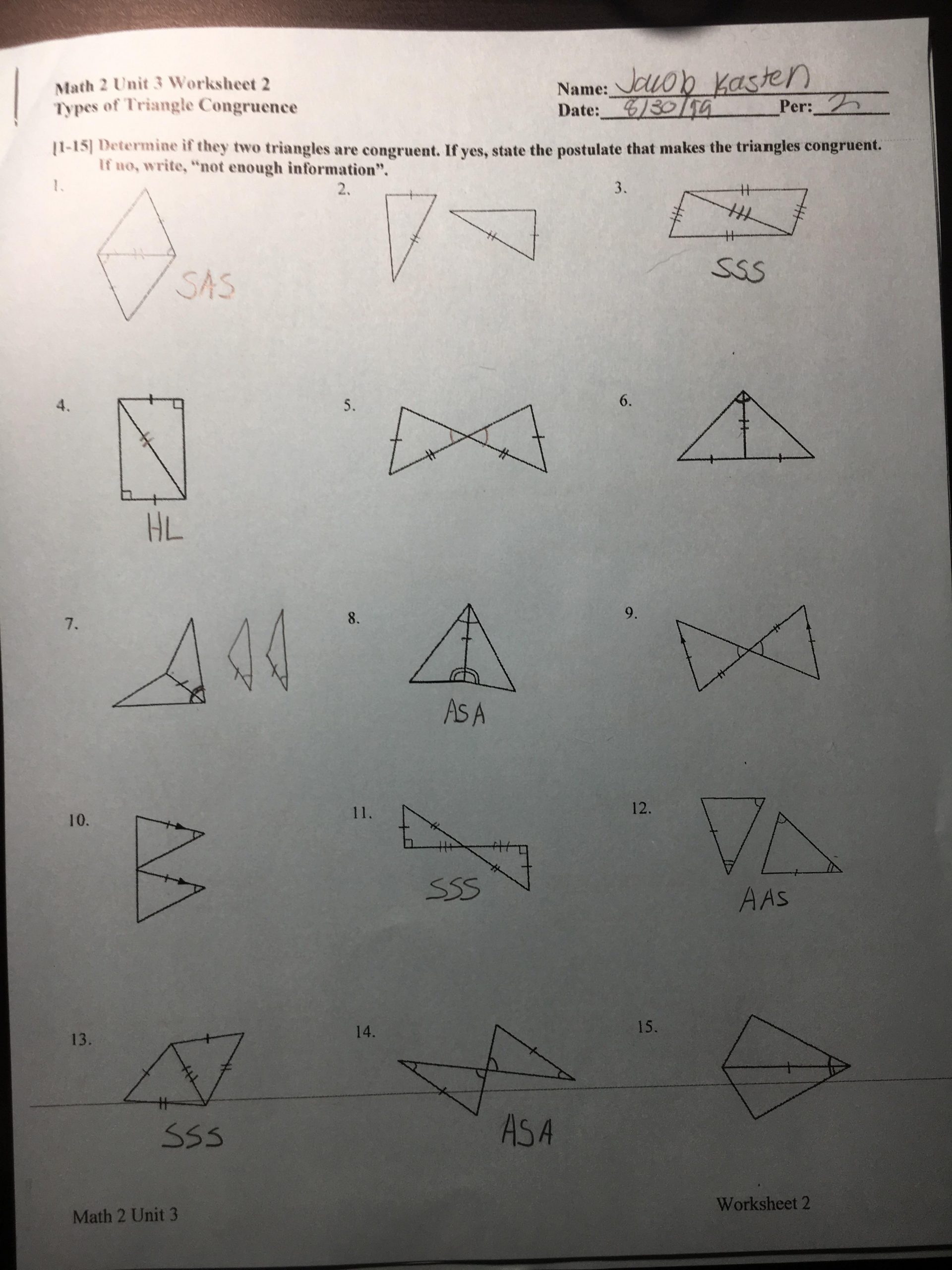 Triangle Congruence Worksheet Answer Key Highschool Geometry Triangle Congruence] How Do I Determine