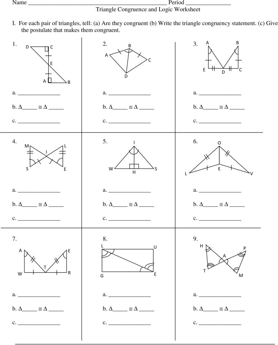 Triangle Congruence Worksheet Answer Key Name Period 11 2 11 13 Pdf Free Download
