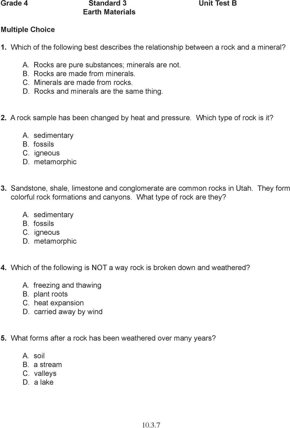Types Of Rocks Worksheet Pdf 1 A Student Found A Sample Of A solid Material that Was