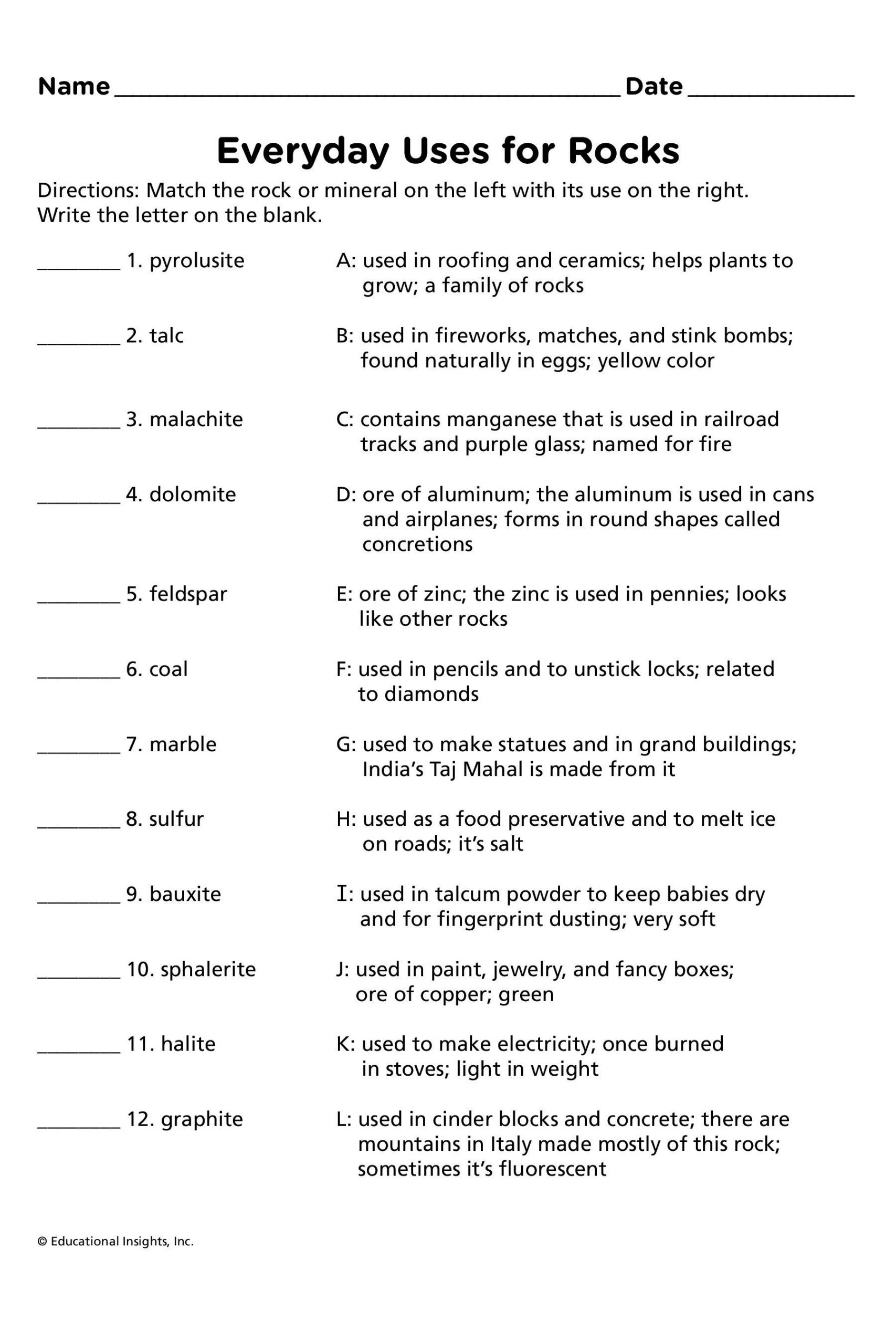 Types Of Rocks Worksheet Pdf Readable soil Worksheets