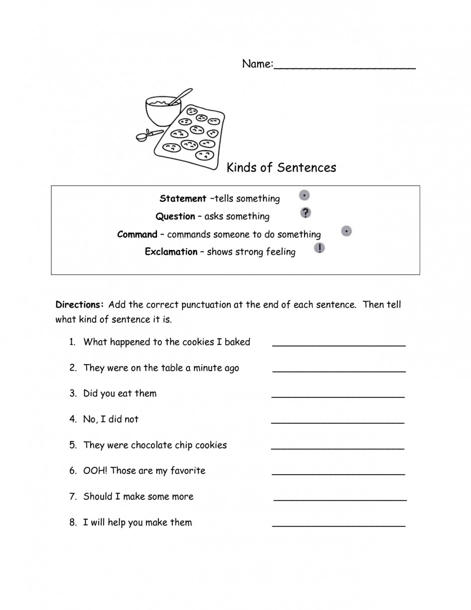 Types Of Sentences Worksheet Free Types Of Sentences Worksheets Misc Free