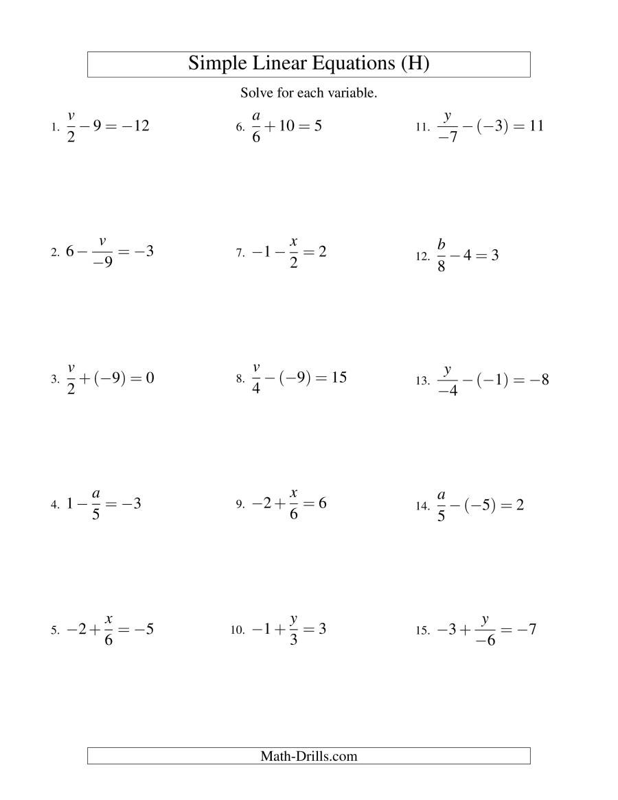 worksheet equations with variables on both sides worksheets
