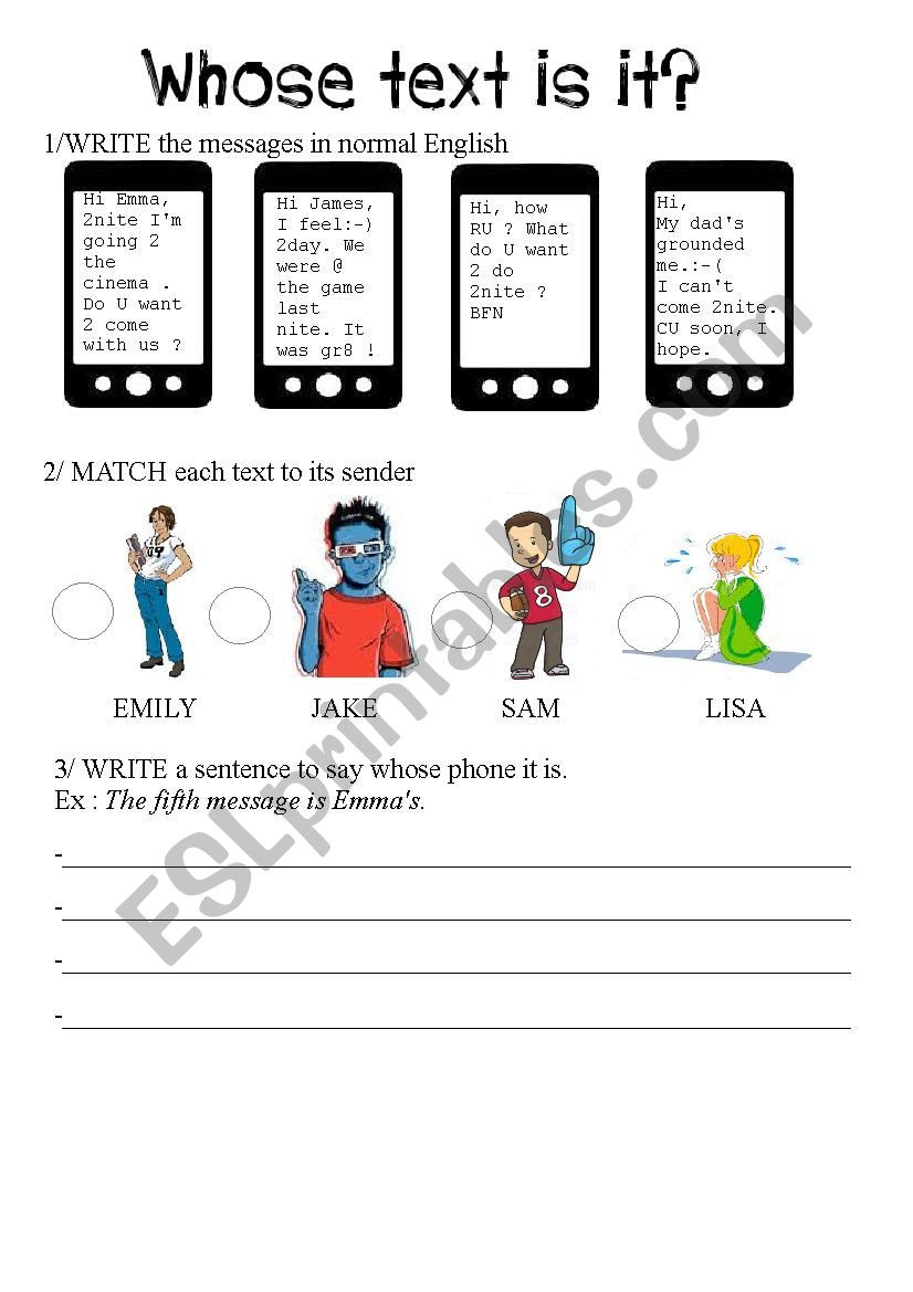 Whose Phone is This Worksheet whose Text is It Esl Worksheet by Audreyi
