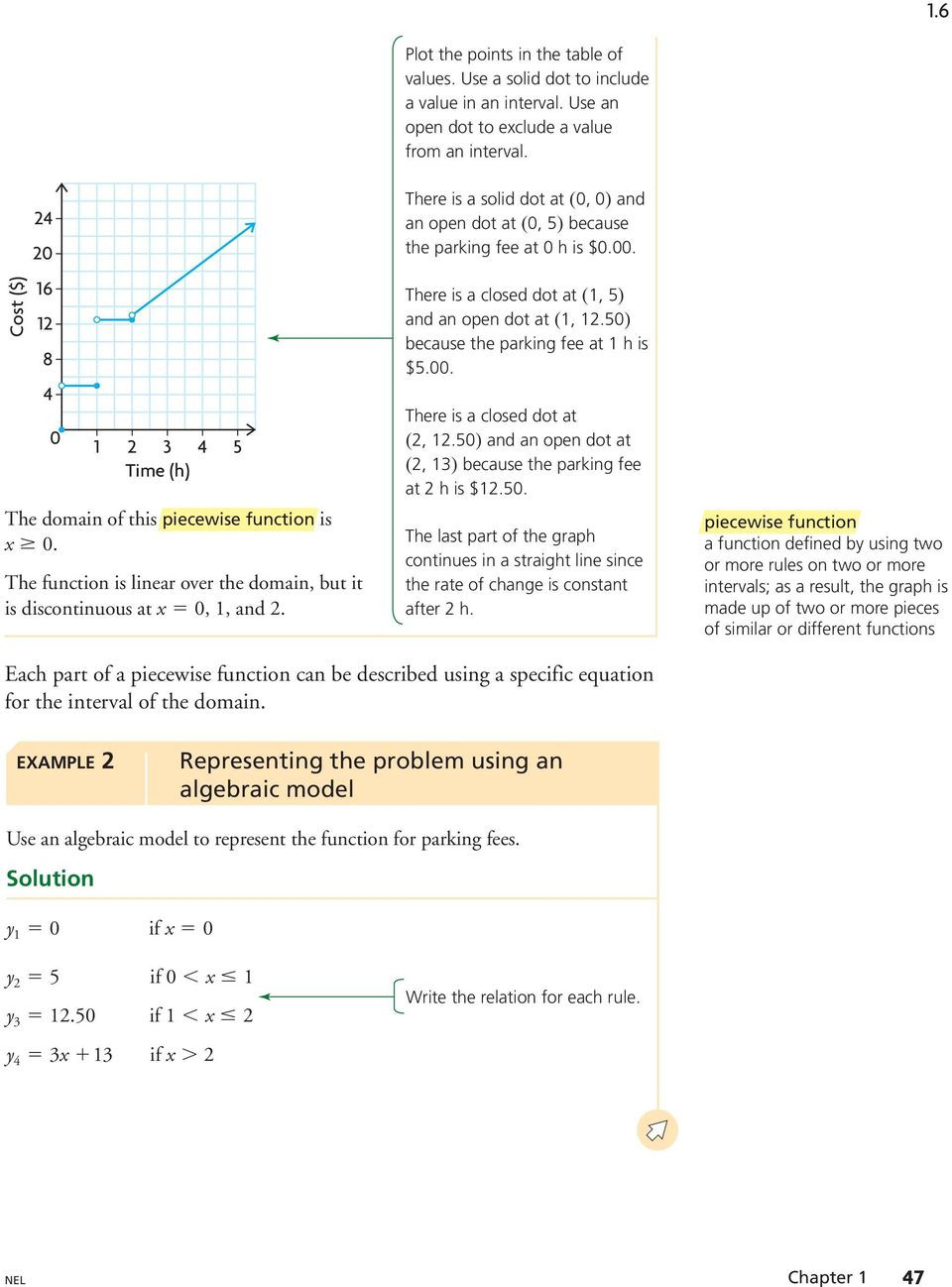 Worksheet Piecewise Functions Algebra 2 1 6 Piecewise Functions Learn About the Math Representing